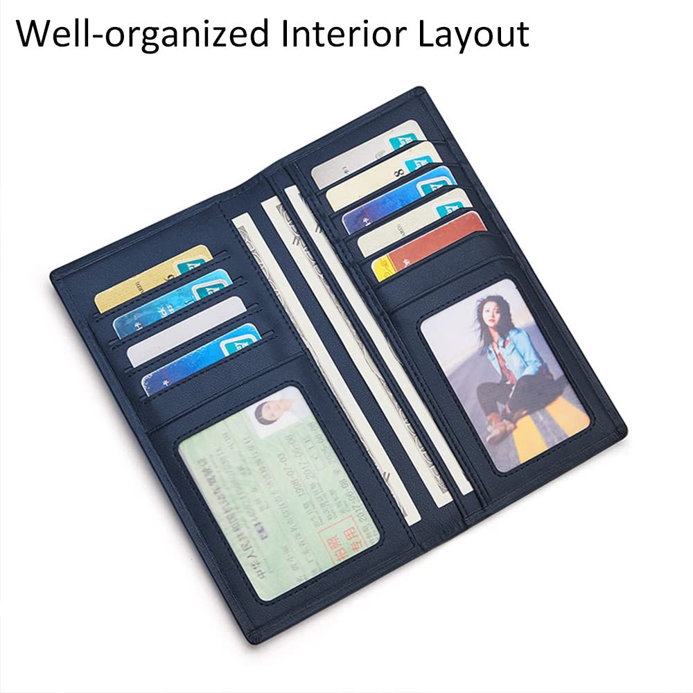 VANNANBA Slim RFID Blocking Leather Wallet for Men - Thin Bifold Credit Card Holder with ID Window & Gift Box (Navy) | Perfect for Everyday Carry, Travel & Business Use