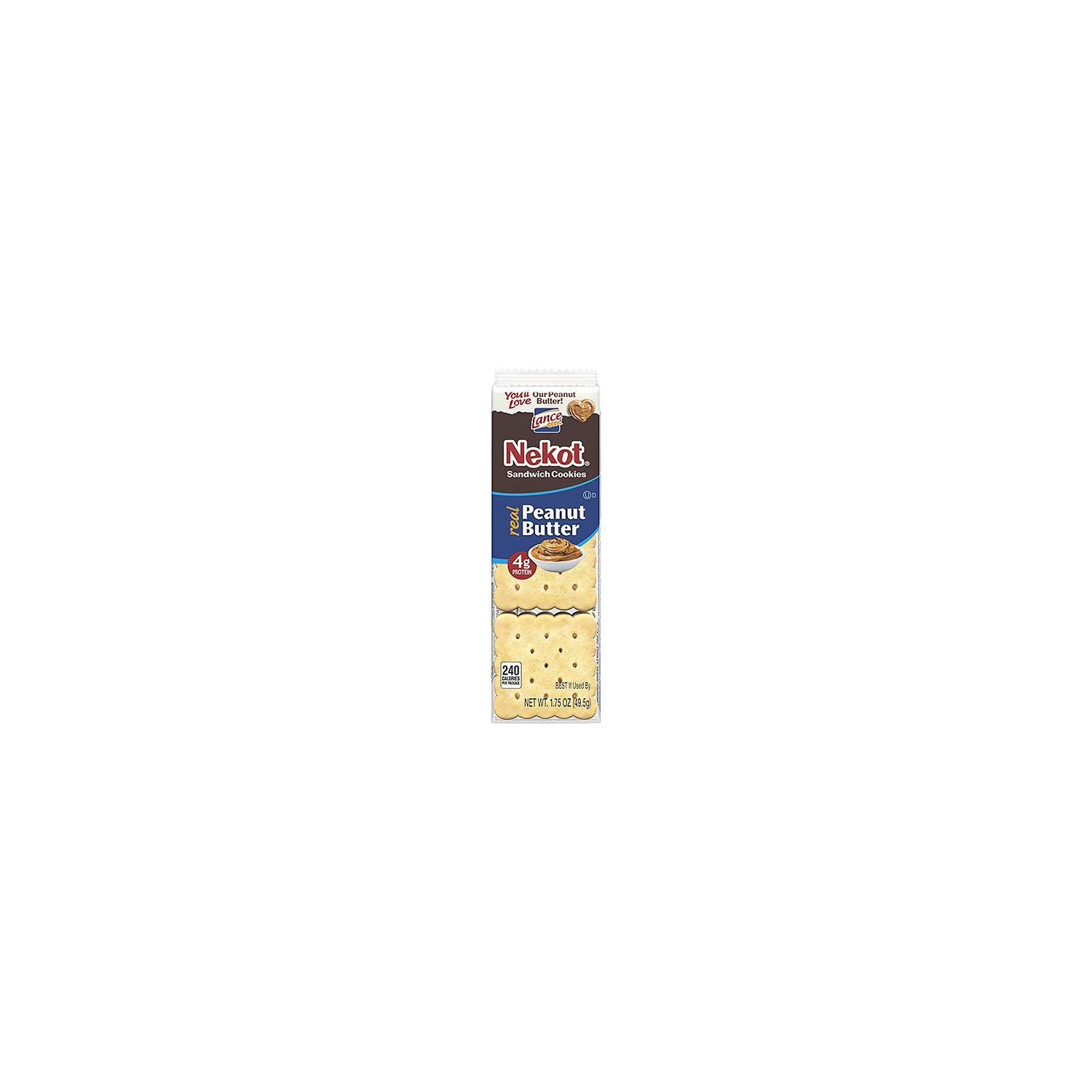 Lance Nekot Peanut Butter Cookies - 1.75oz (40 Pack) | Delicious Snacks for Office, School & Travel | Crunchy Peanut Butter Sandwich Cookies for Kids & Adults