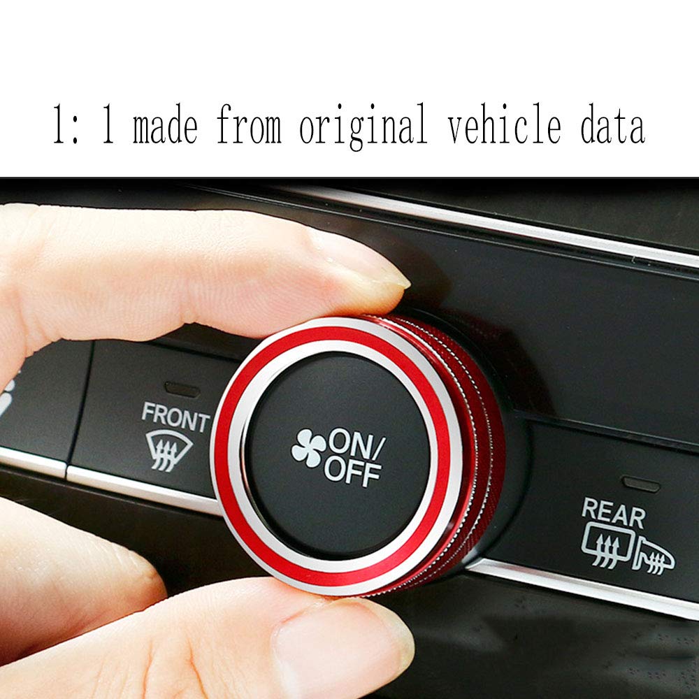 Premium Aluminum Alloy Engine Start Stop Button Cover & Decorative Ring Frame - 2Pcs Red Trim Accessories for Honda Accord 2018-2020 | Upgrade Interior Style & Protect Button from Scratches