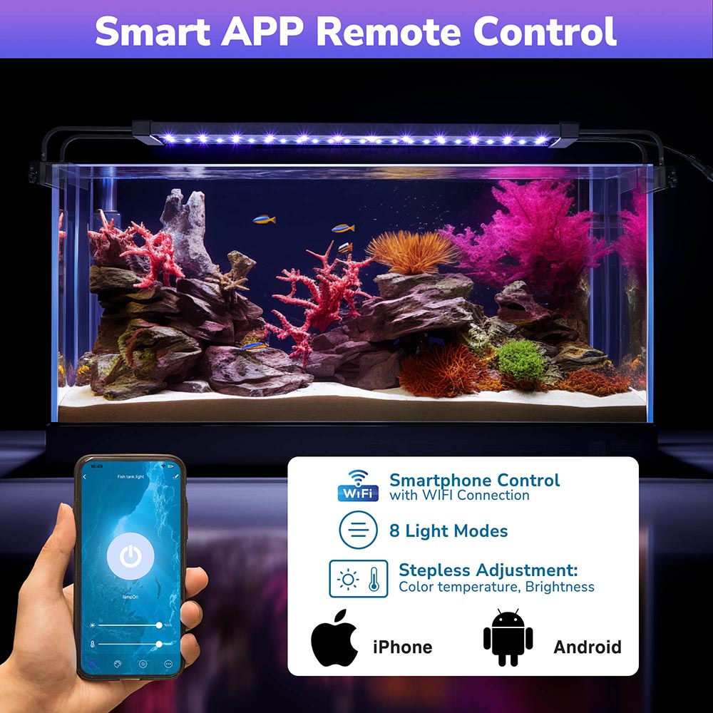 TheLAShop 24 Inch Aquarium LED Light with RGB & APP Control - Full Spectrum for Saltwater & Freshwater Fish Tanks - Perfect for Coral Growth & Planted Aquariums