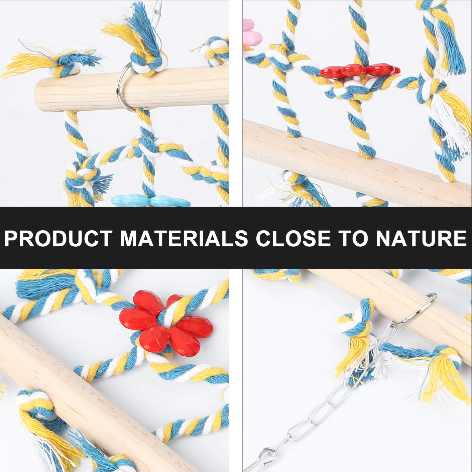 Balacoo 1-Piece Parrot Climbing Net - Natural Cotton & Linen Bird Cage Accessories, Foraging Toys, Play Ladder for Parrots, Cockatiels & Small Birds - Perfect for Cage Enrichment & Claw Grinding