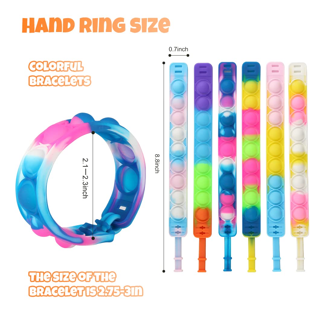 24 Pack Adjustable Pop Bracelet Toy Set - 2 Sizes, Wearable Push Bubble Sensory Fidget Toys for Kids & Adults - Perfect for Easter Basket Stuffers, Stress Relief, Classroom Rewards and Party Favors