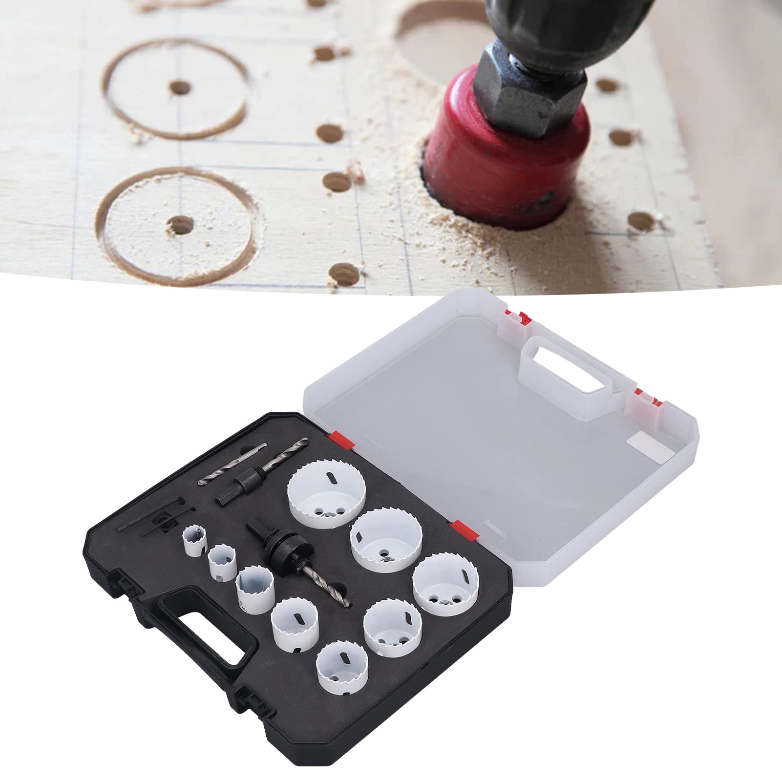 15Pcs Carbide Hole Saw Kit - High Speed Steel Drill Bits for Metal, Wood & Plastic Cutting