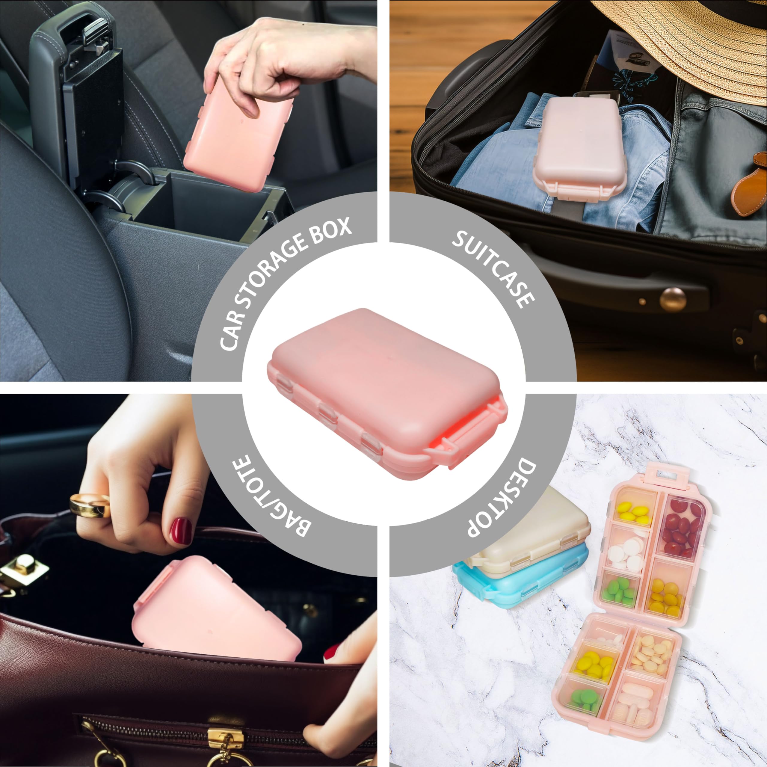 7-Day Pill Organizer with 161 Medicine Labels - Portable Travel Medication Case, Daily Pill Container for Vitamins & Supplements (Beige, 1 Pack) - Perfect for Home, Office & Travel Essentials