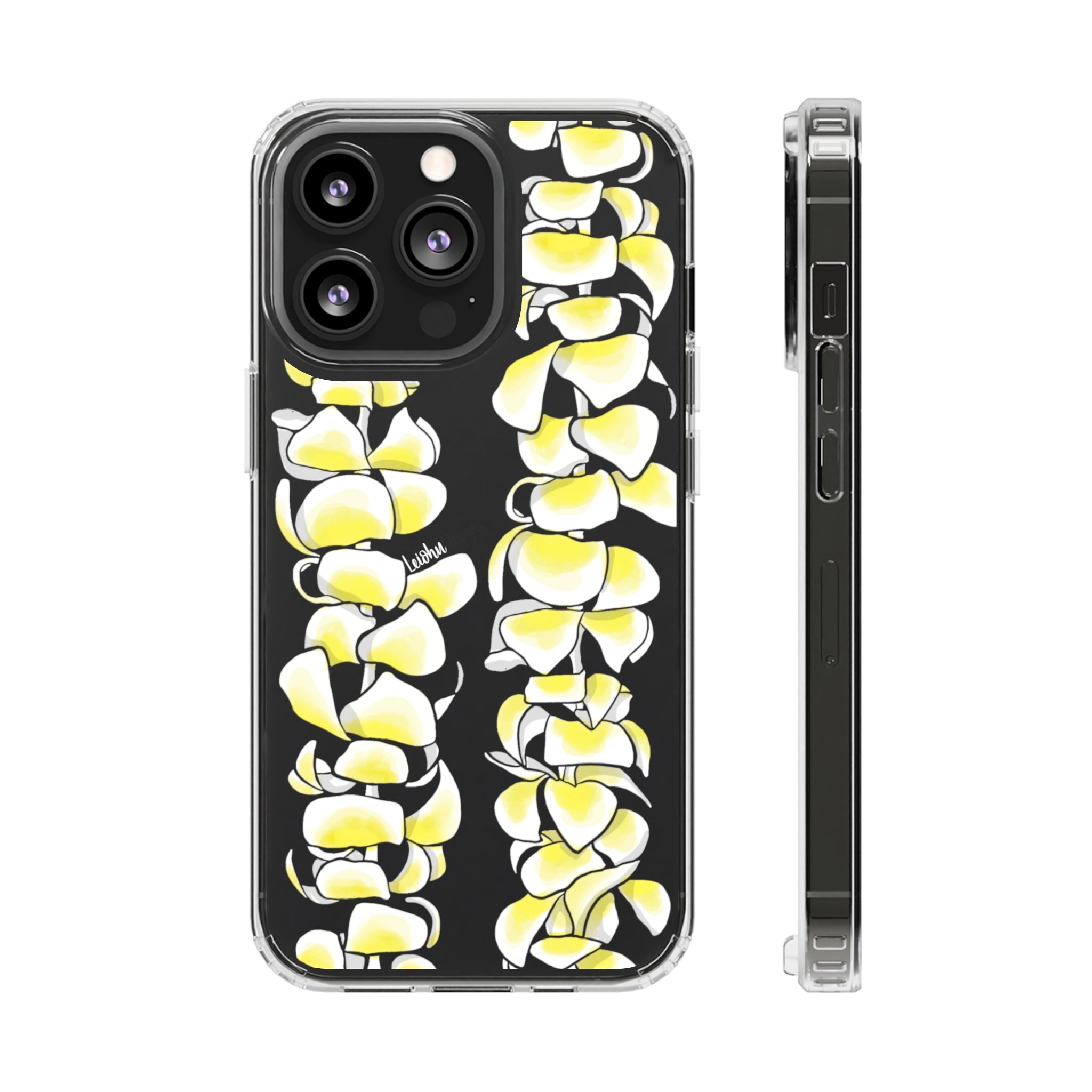 Hawaiian Plumeria Flower Lei Design Clear Phone Case - Durable Protective Cover for iPhone & Samsung - Perfect for Luau Parties, Beach Vacations & Summer Festivals