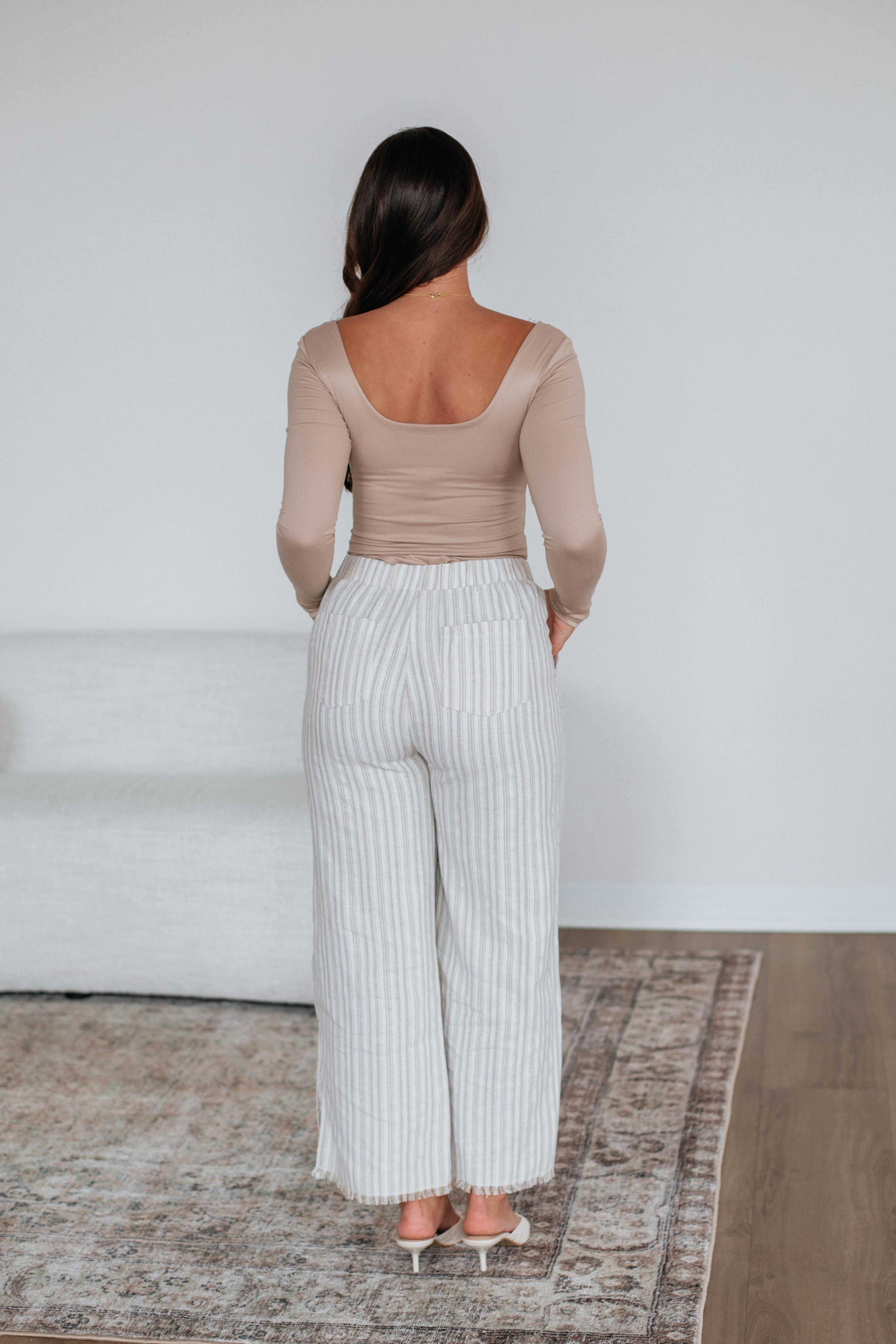 Emmaly Striped Linen Pants for Women - Comfortable Summer Wide Leg Trousers with Elastic Waist | Perfect for Beach, Vacation & Casual Outfits