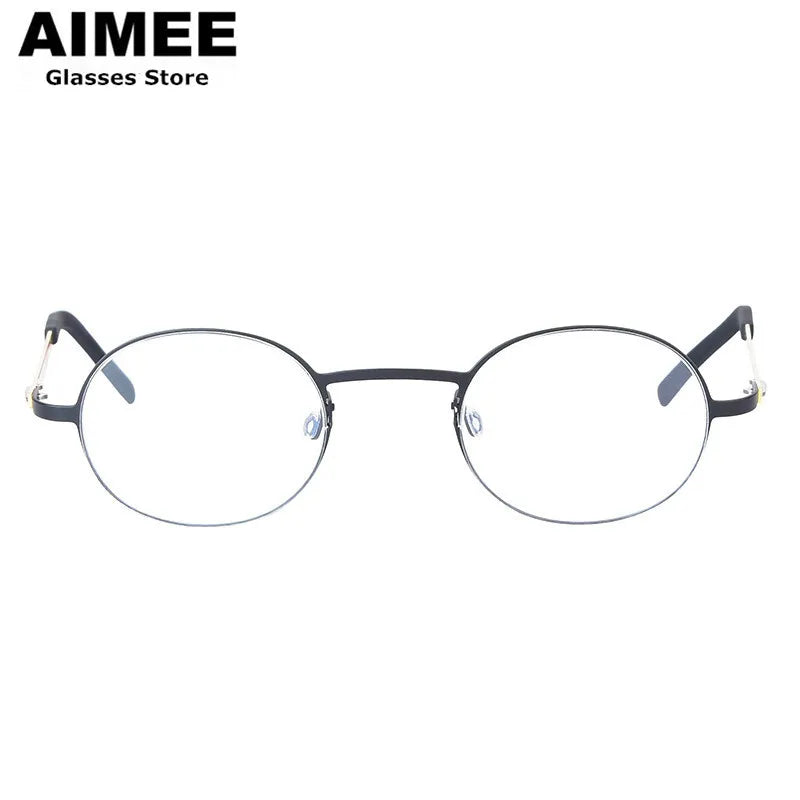 Aimee Women's Full Rim Oval Round Screwless Titanium Eyeglasses Frame - Lightweight & Durable for Work, Reading & Fashion