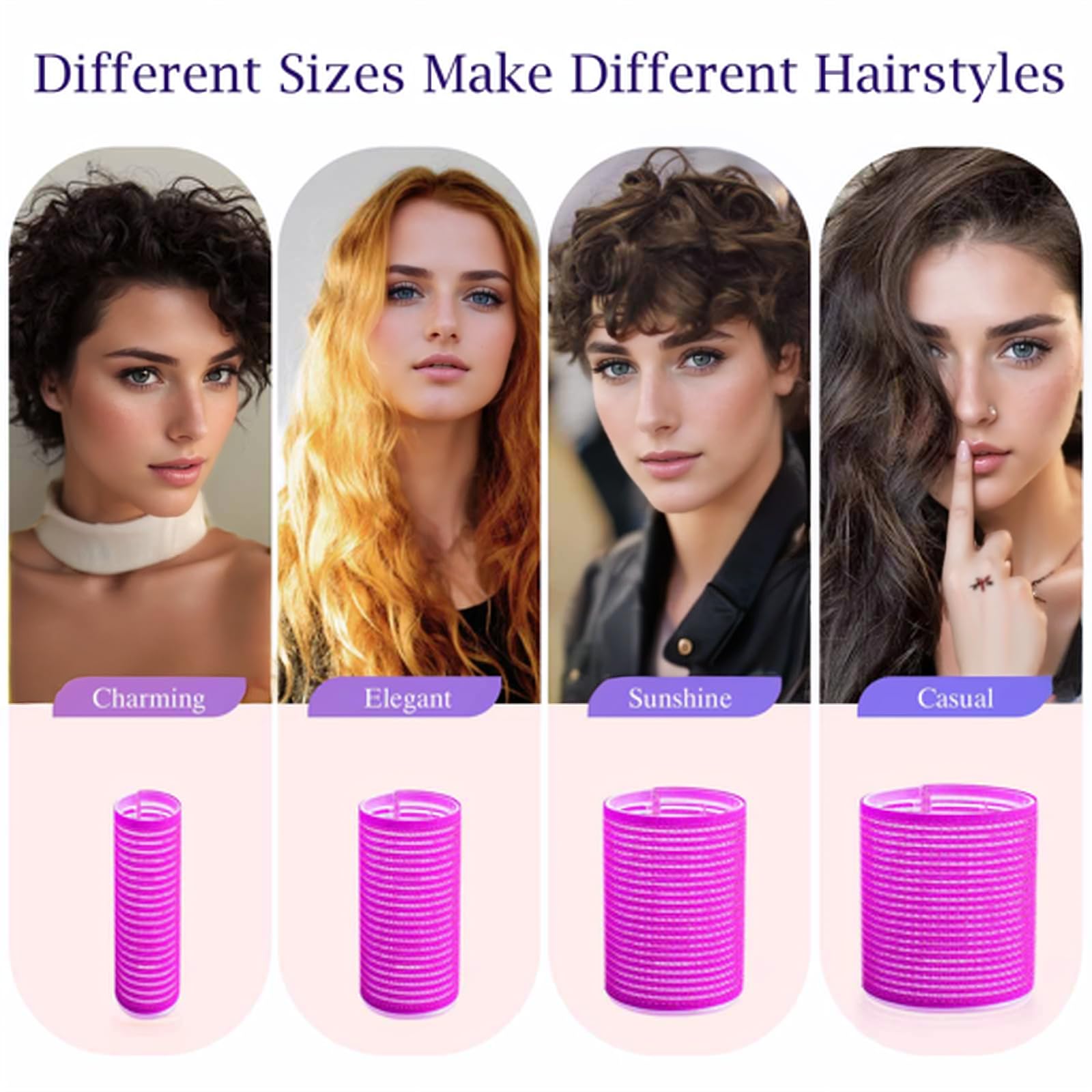 34Pcs Jumbo Hair Rollers Set with Clips - Professional Hair Curlers for Salon-Quality Blowout & Voluminous Curls (Rose Red) | Perfect for Home Styling, Parties & Special Occasions