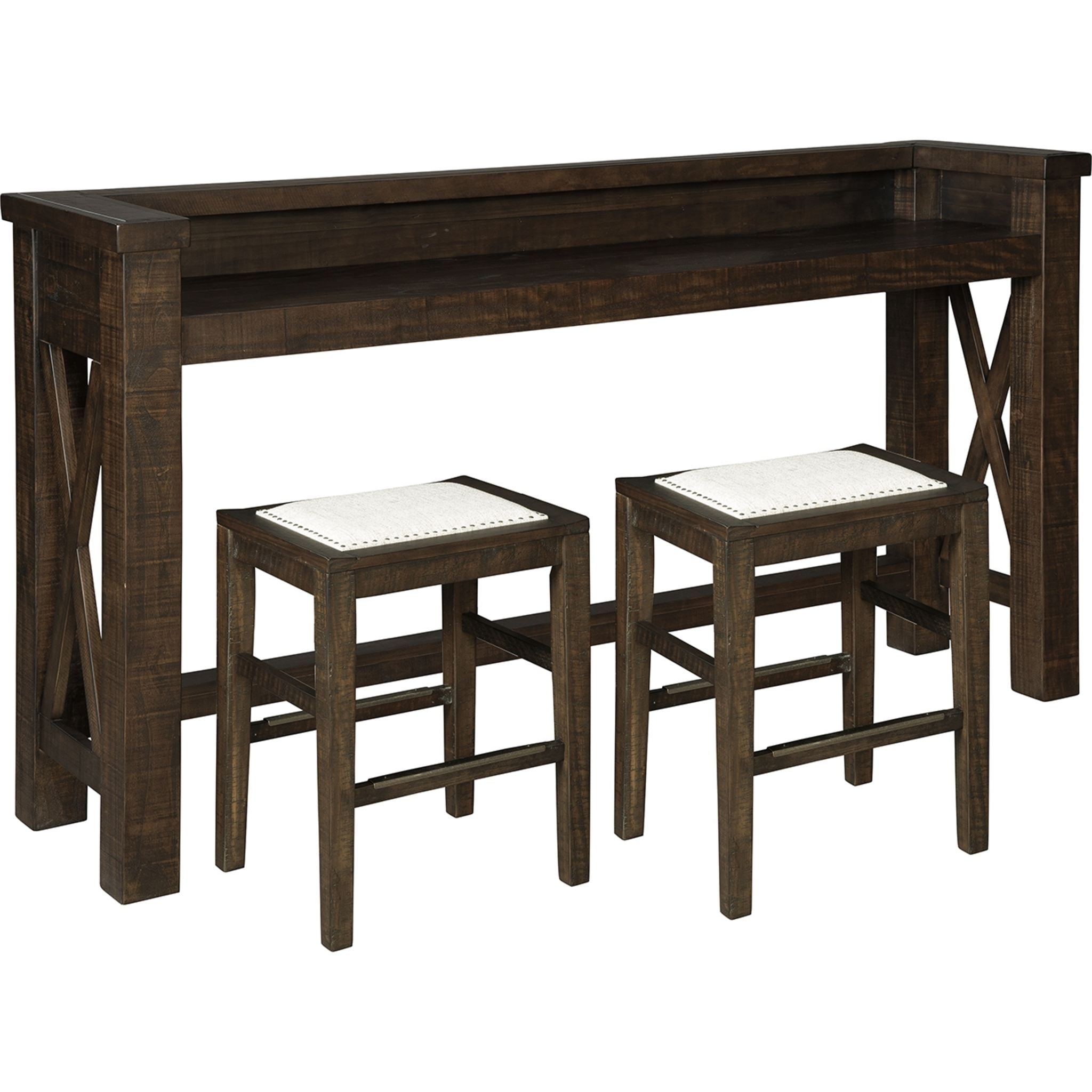 Handcrafted Wooden Counter Height Dining Set - 5-Piece Kitchen Table and Stools for Small Spaces, Breakfast Nook & Apartment Living - Rustic Farmhouse Style