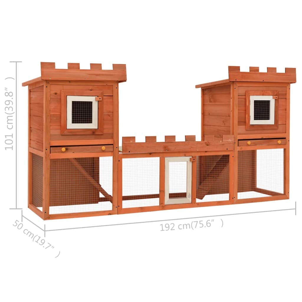 Large Outdoor Rabbit Hutch with Double House - Spacious Pet Cage for Rabbits & Small Animals - Perfect for Backyard, Garden, or Patio Use