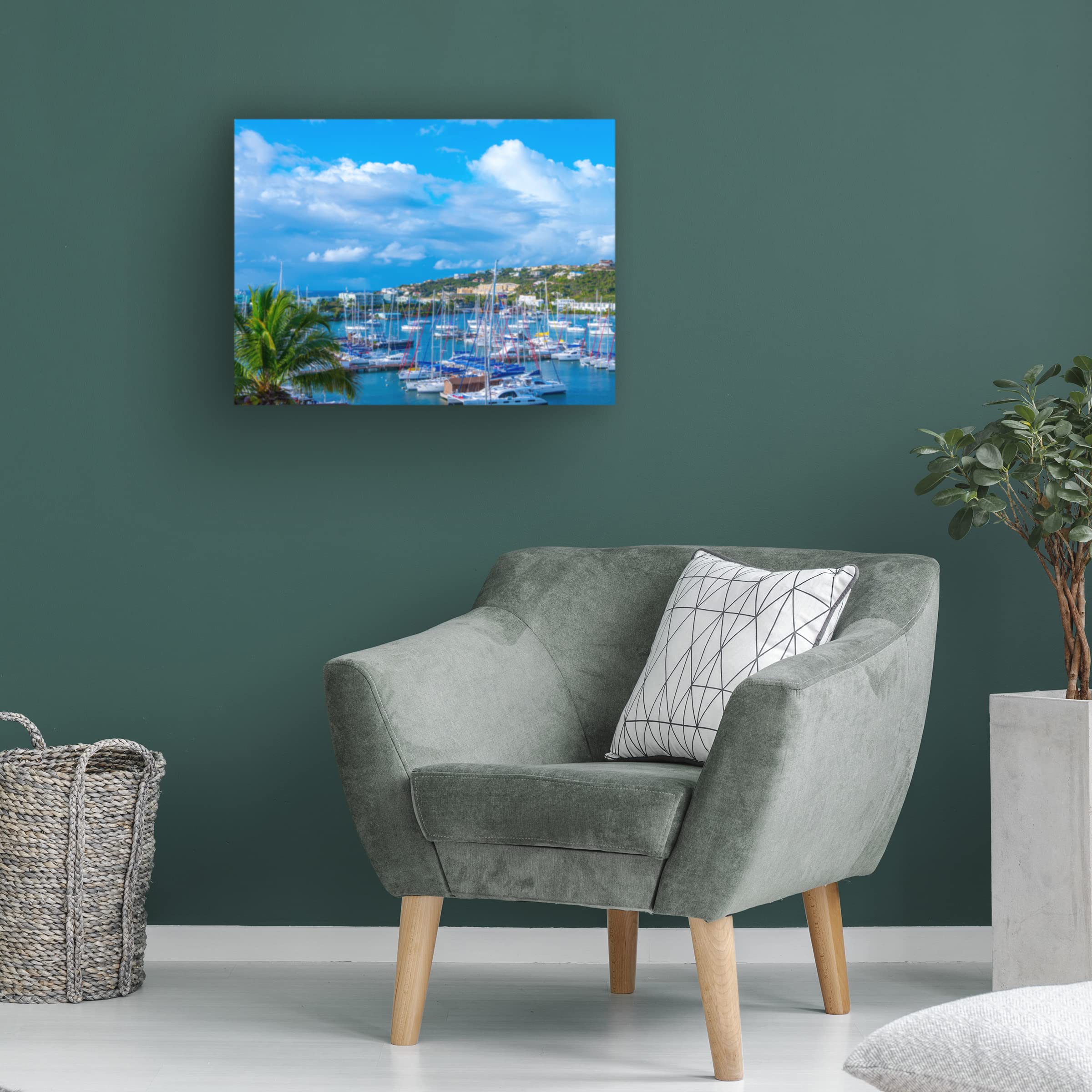 Jack Reed 'Oyster Pond Bay St Maarten' Canvas Wall Art Print - Tropical Beach Landscape Painting for Living Room, Bedroom & Office Decor