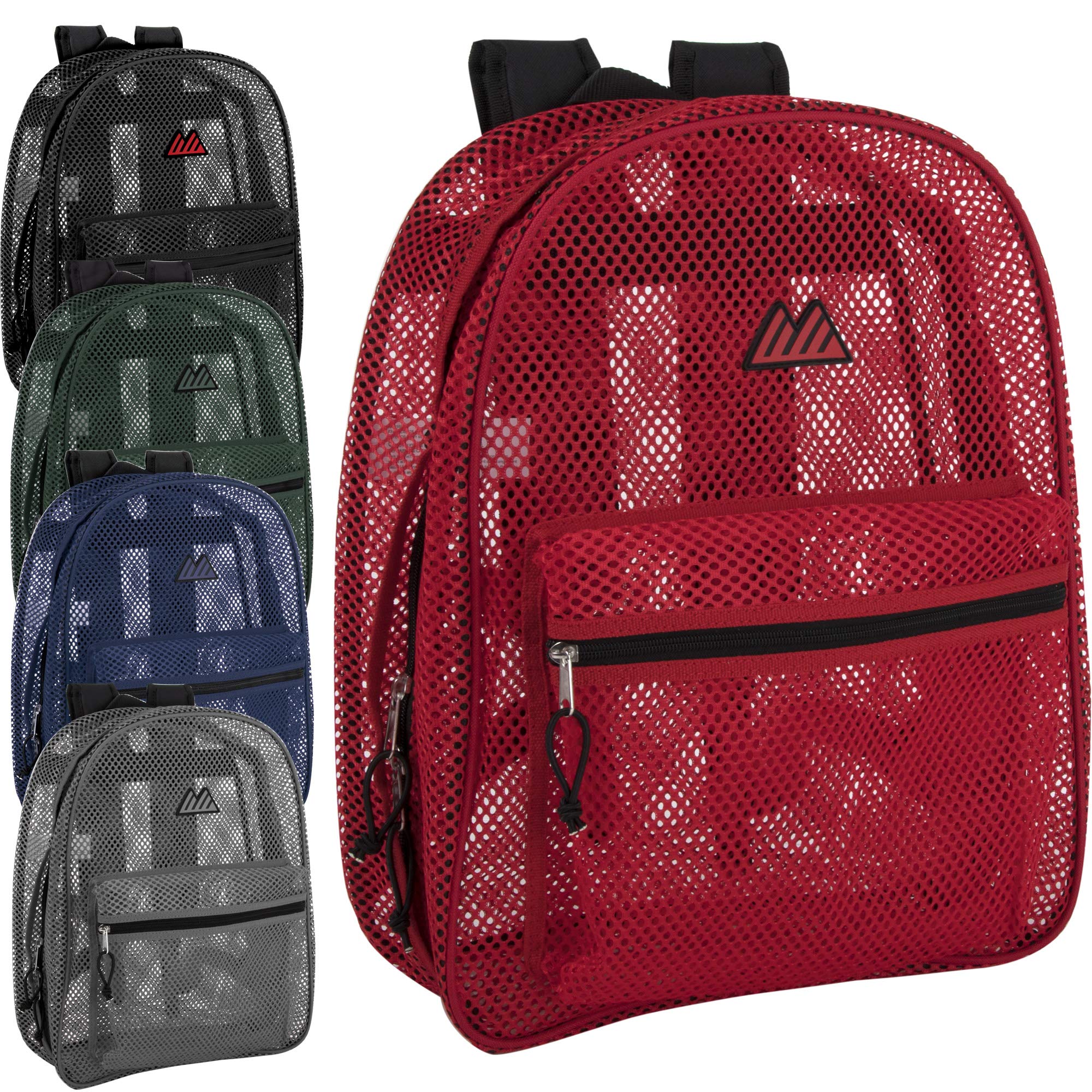 24 Pack Mesh See Through Backpacks - Bulk Clear Backpacks for School, Beach & Travel | Kids & Adults Backpack Set (Boys Pack) - Perfect for School Supplies, Gym Clothes & Beach Essentials