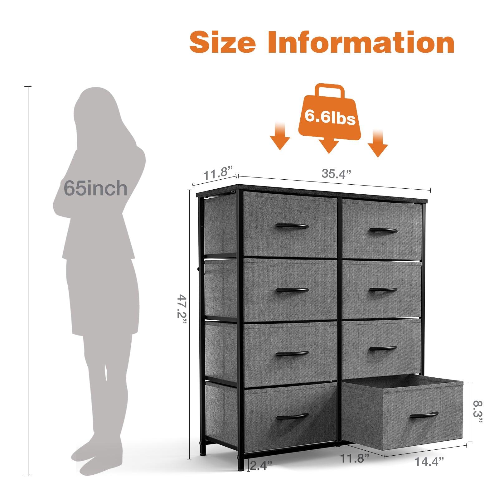8-Drawer Tall Dresser for Bedroom - Wood Top & Sturdy Steel Frame Chest of Drawers - Perfect for Bedroom Storage, Closet Organization & Small Spaces
