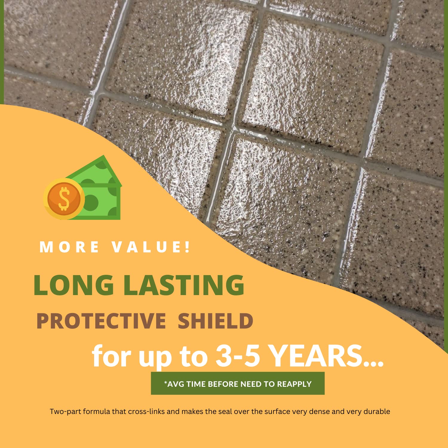 GlazeGuard Matte Natural Look Ceramic & Porcelain Tile Grout Sealer - Flat Finish Waterproof Protective Coating - 2 Part Kit (0.75 Gal) for Bathroom, Kitchen & Shower Tile Maintenance