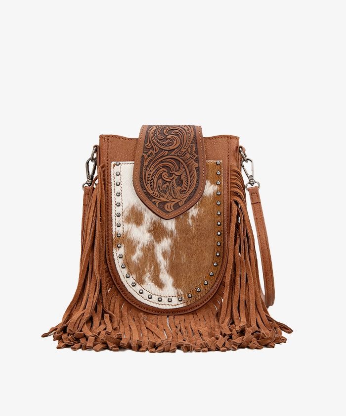 Trinity Ranch Genuine Hair-On Cowhide Fringe Crossbody Bag - Stylish Western Leather Purse for Women, Perfect for Country Concerts, Rodeos & Everyday Use