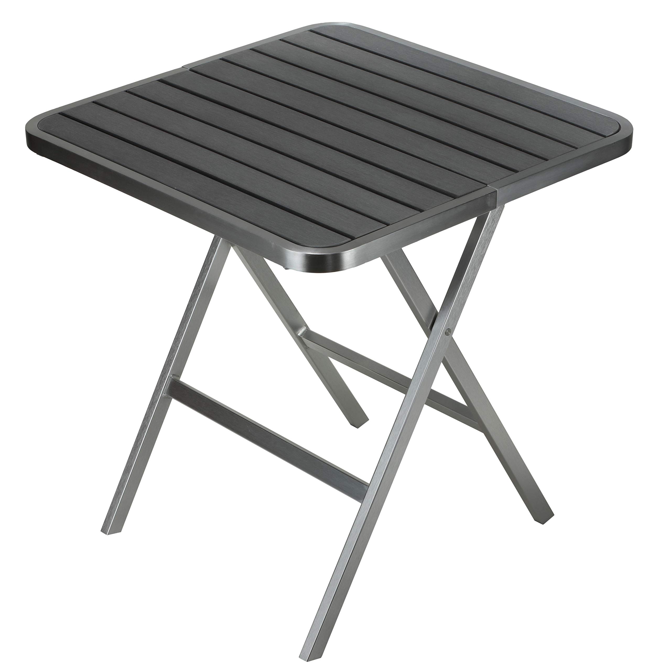 Cortesi Home Maxwell Outdoor Square Folding Table - Slate Grey | Weather-Resistant Patio Dining & Picnic Table for Backyard, Garden, Camping & Tailgating