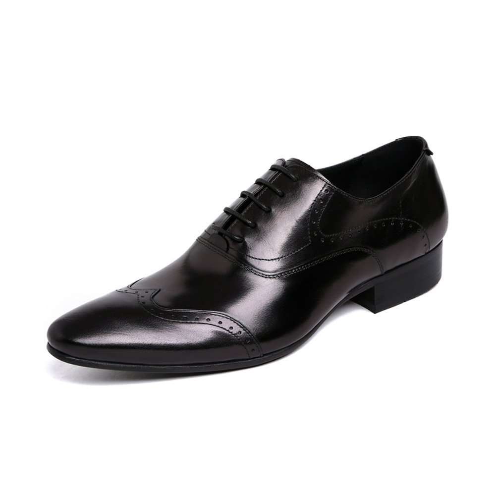 Santimon Men's Fashion Brogue Oxford Dress Shoes - Pointed Toe Lace-Up Derby for Formal & Business Wear - Perfect for Weddings, Office & Special Occasions