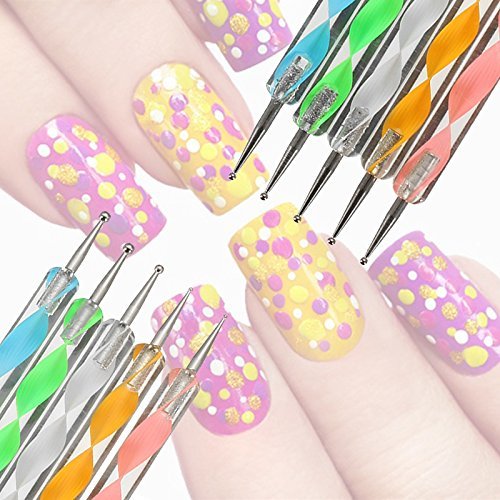 Bunny Nail Art Dotting Tools Set of 5 - Professional Nail Design Stamping & Dot Painting Kit for Marble & Shiny Resistant Nail Art - Perfect for DIY Manicure & Salon Use