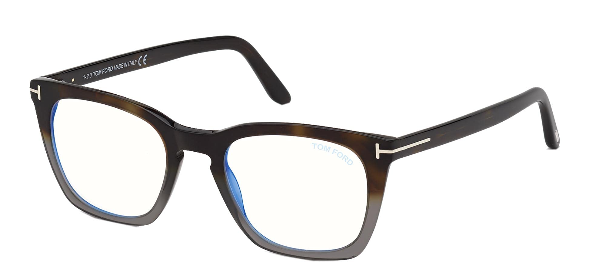 Tom Ford FT 5736-B Havana Grey/Blue Filter Men's Eyeglasses Frame - Blue Light Blocking Glasses for Work & Screen Time (50/20/145)