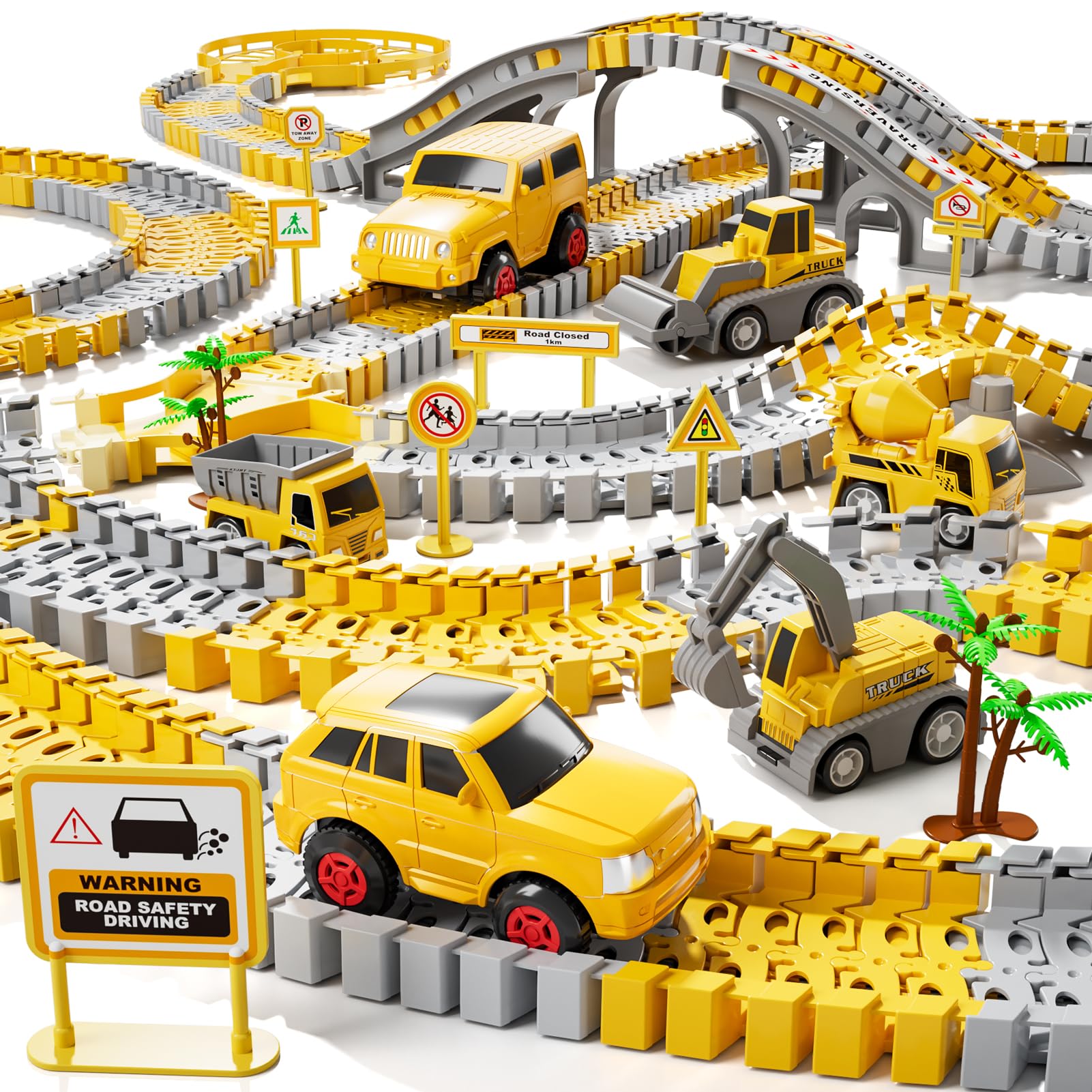 iHaHa 236 PCS Race Track & Construction Car Toy Set for Toddlers - STEM Learning Toys for 2 3 4 5 Year Old Boys - Perfect Christmas Birthday Gift for Kids - Indoor Play & Outdoor Adventure Toys