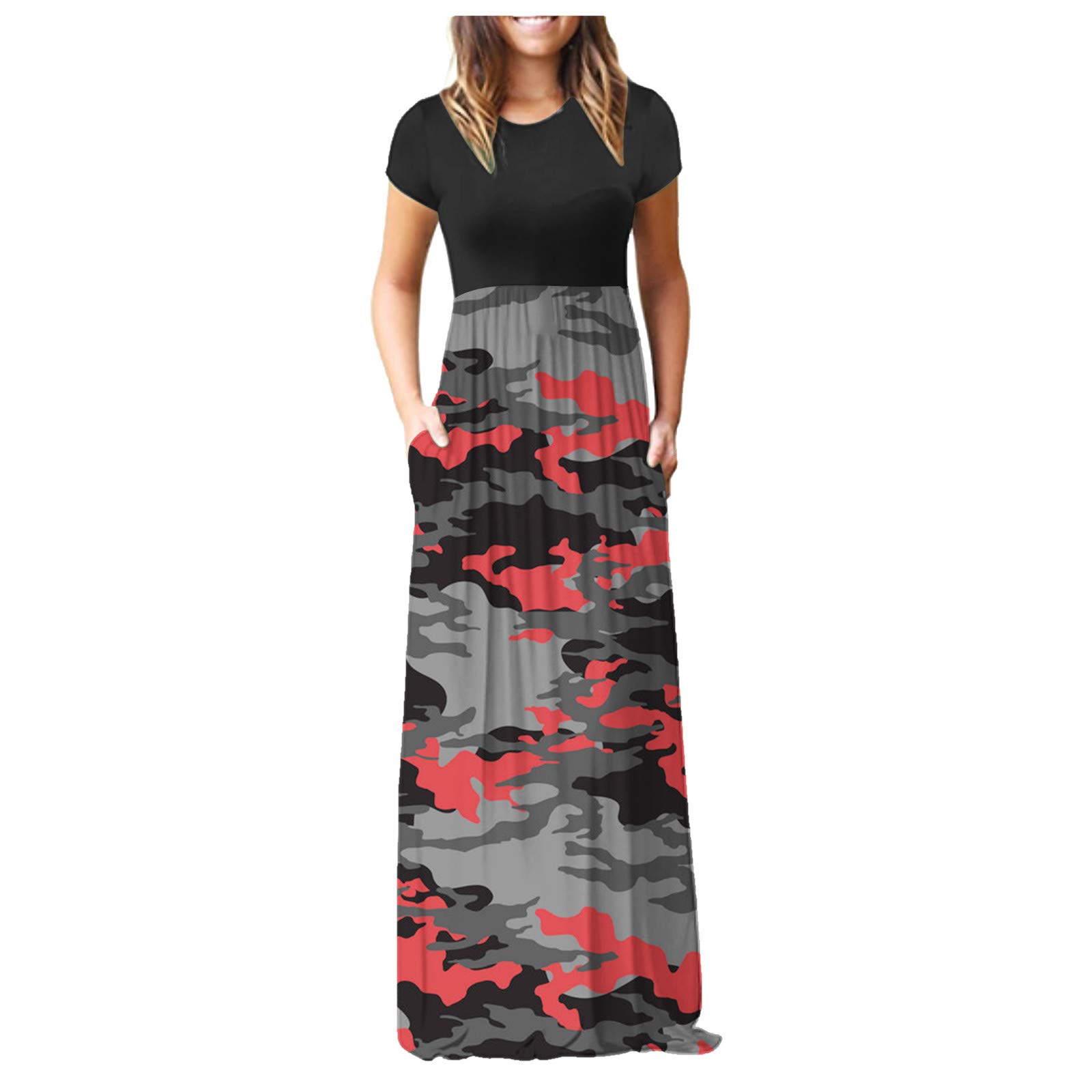 QWKLEAJ Plus Size Empire Waist Long Maxi Dress with Pockets - Women's Casual & Formal Sundress for Beach, Wedding & Everyday Wear