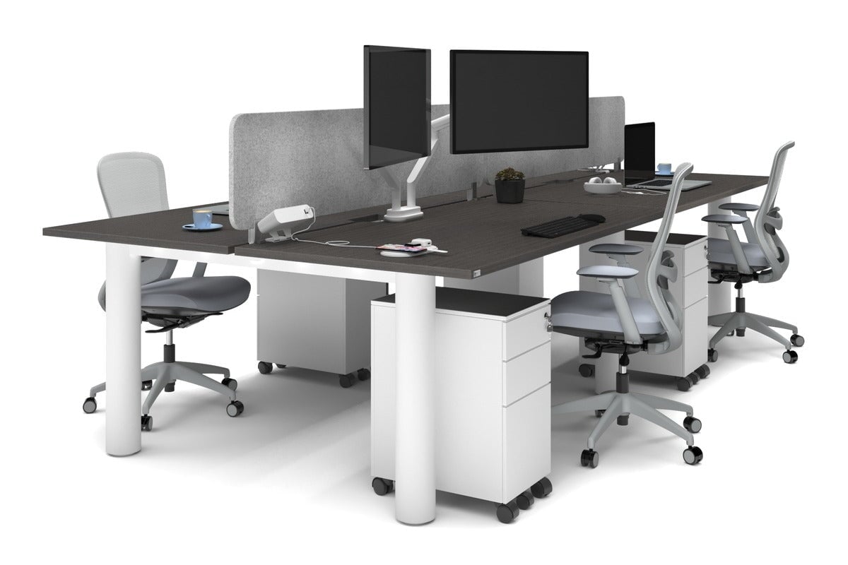Quadro Cylinder Leg 4-Person Office Workstation Desk - 1600L x 800W with Cable Management - Modern Office Furniture for Team Collaboration & Productivity