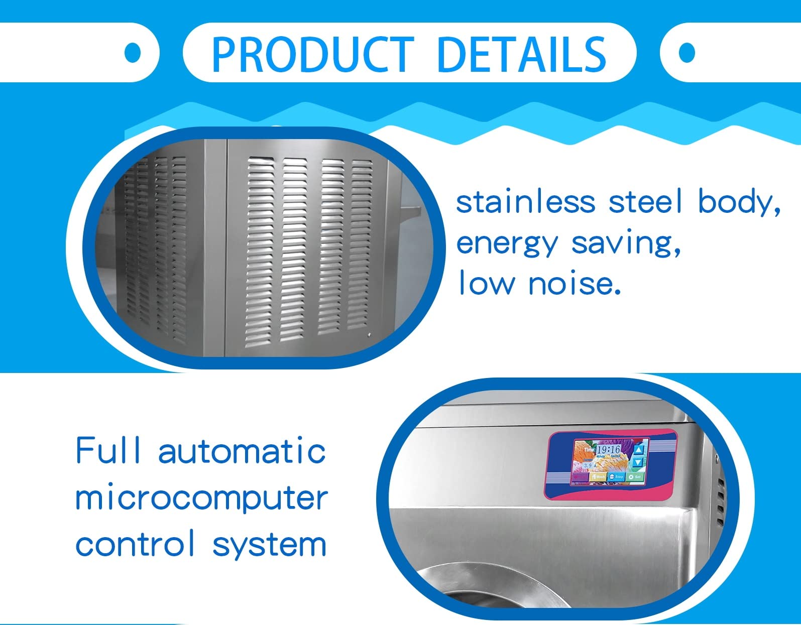 Commercial 14L Hard Ice Cream Maker with 4.3