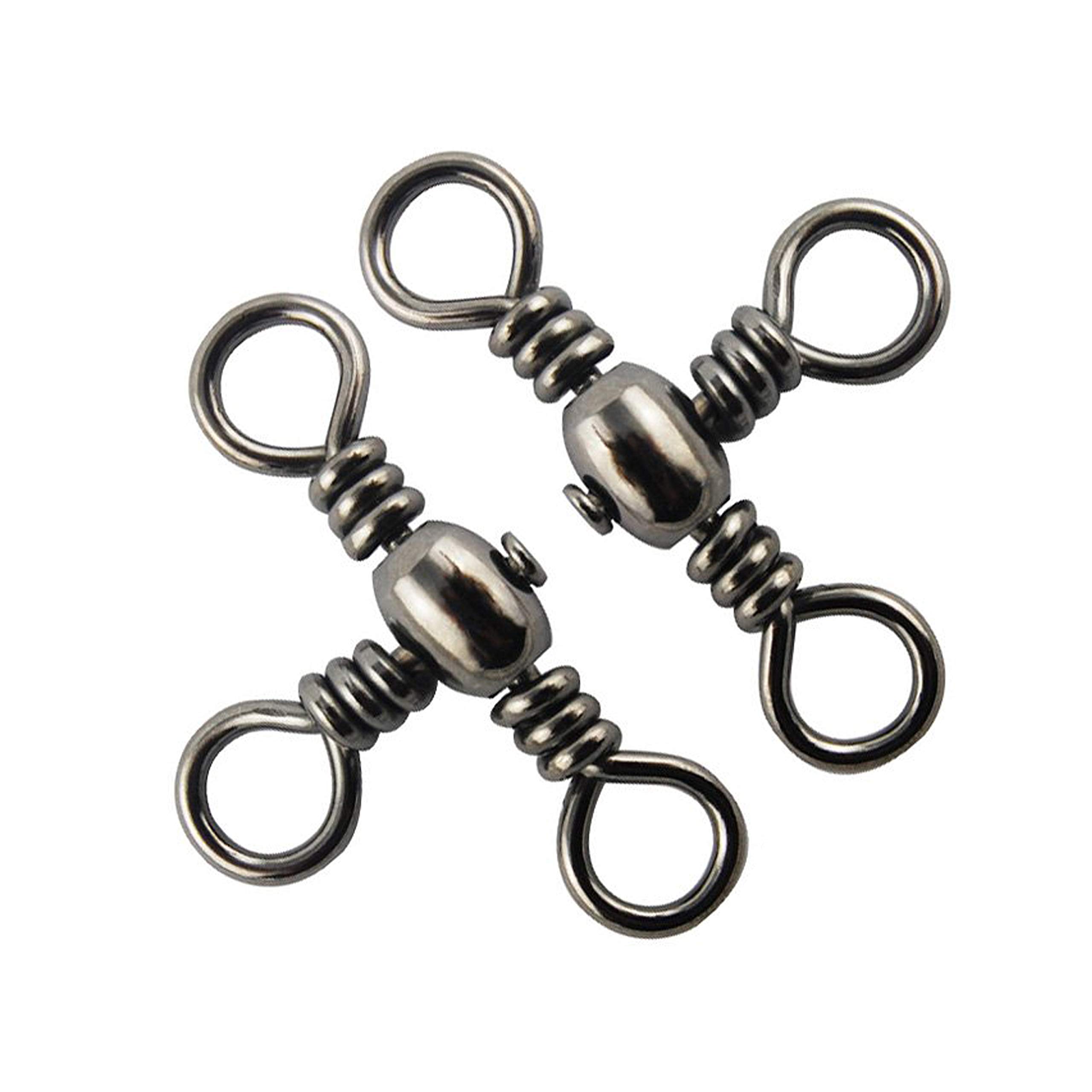 3 Way Barrel Fishing Swivels - 100pcs T-Turn Crossline Triple Swivel Fishing Tackle (Size 1-12) for Saltwater, Freshwater & Surf Fishing