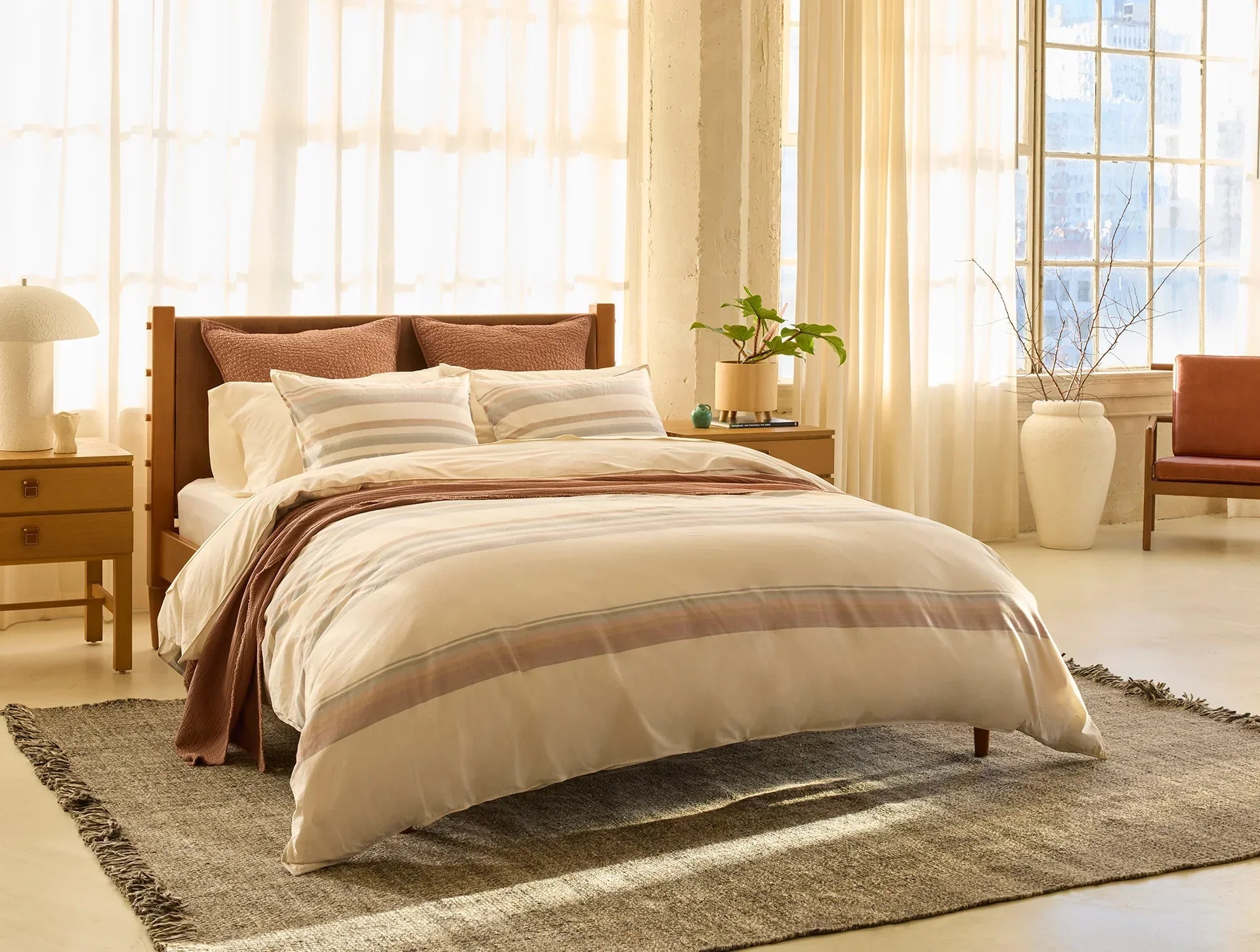 Crestridge Organic Duvet Cover Set - 100% Natural Cotton Bedding for Queen & King Size - Soft Breathable Duvet Cover for Cozy Bedroom Decor & Hotel Style Luxury