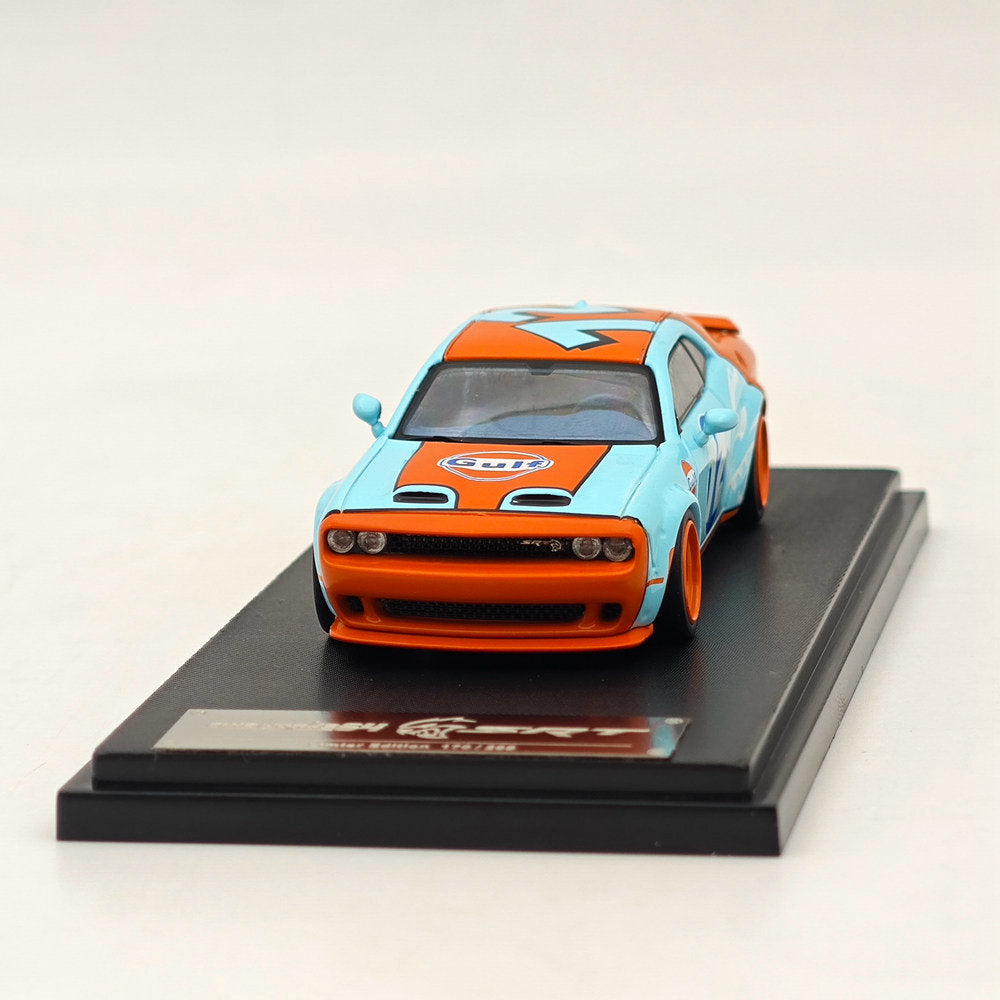 1:64 Scale Dodge SRT Hellcat Muscle Car Diecast Model - Gulf Livery Collectible Toy for Display & Racing Enthusiasts | Perfect for Car Collections, Office Decor & Kids Playtime