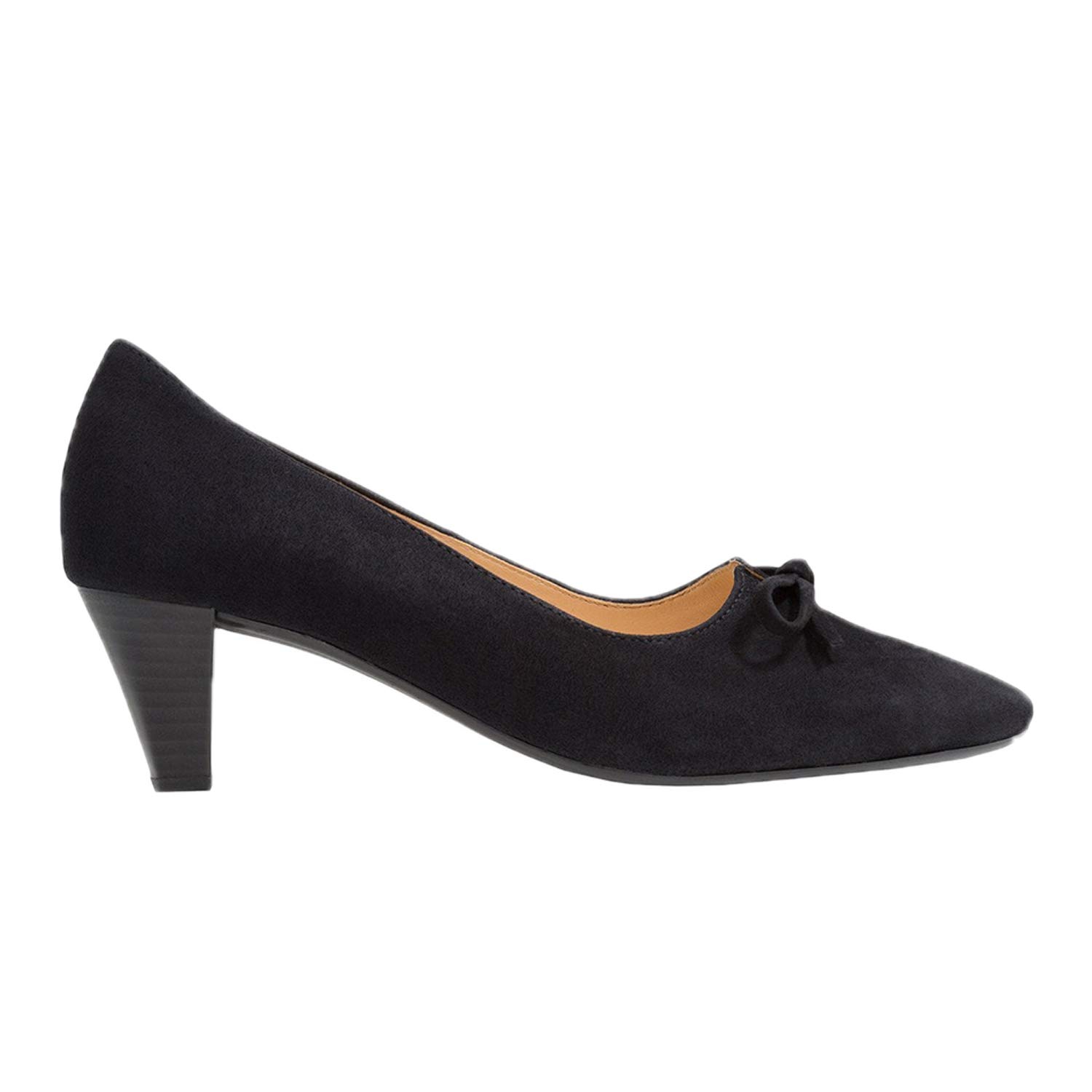 FOWT Women's Bow Decor Loafers - Stacked Mid Heel Pumps with V-Cut Strap & Bow Knot | Pointed Toe Slip-On Dress Shoes | Comfortable Soft Walking Shoes for Fall & Daily Wear (US Size 4-16) | Perfect for Office, Dating & Casual Outfits