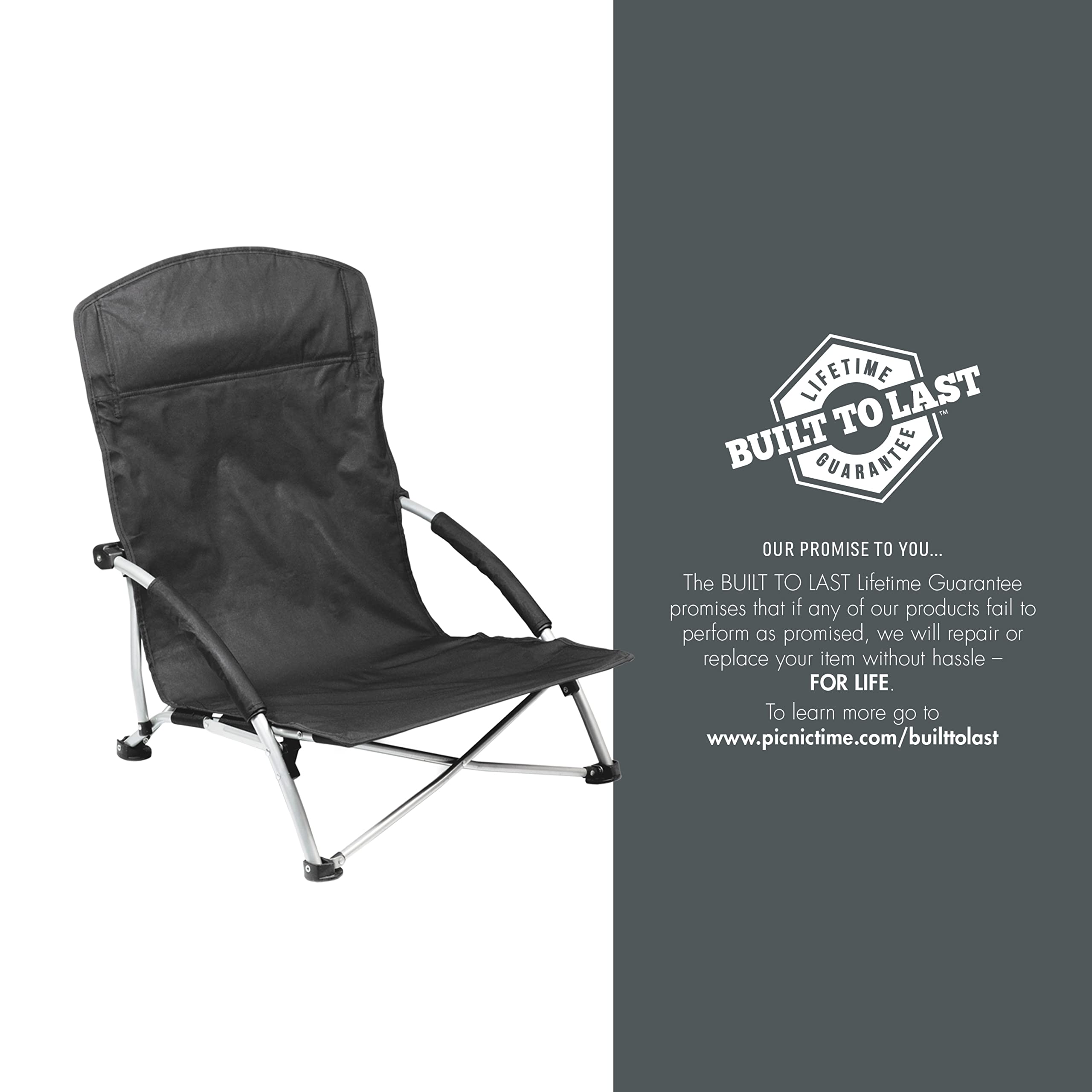 NFL Tranquility Low Beach Chair with Carry Bag - Portable Folding Lawn Chair for Adults - Perfect for Beach, Camping, Picnics & Outdoor Relaxation