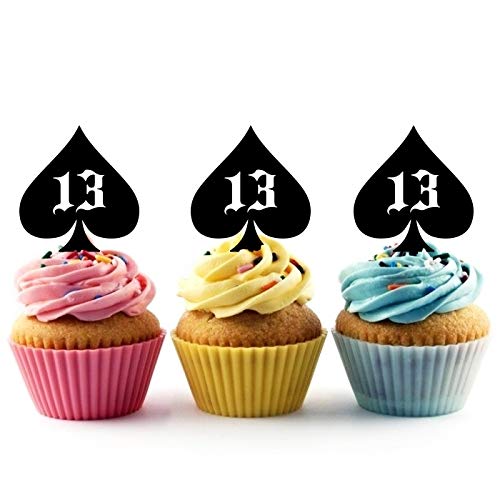 Lucky Number 13 Silhouette Acrylic Cupcake Toppers - 10 Pack for Wedding, Birthday Party Decorations - Perfect for Anniversary Celebrations, Baby Showers & Dessert Table Displays
