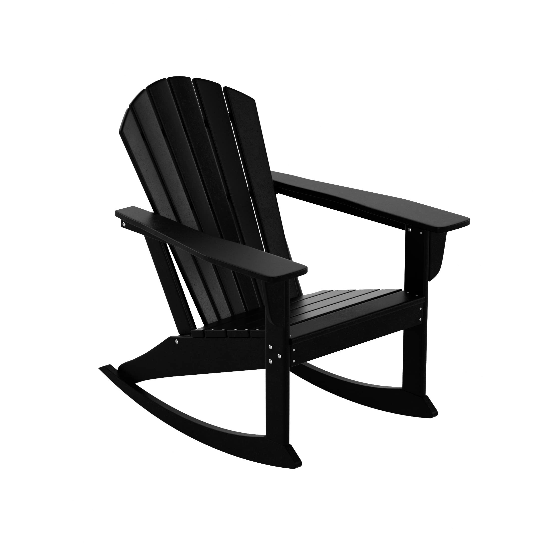WestinTrends Dylan Outdoor Rocking Chair - All-Weather Poly Lumber Seashell Adirondack Rocker - 350 lb Weight Capacity - Black Patio Rocking Chair for Porch, Garden, Backyard & Indoor Use - Perfect for Relaxing, Reading & Enjoying Outdoor Spaces