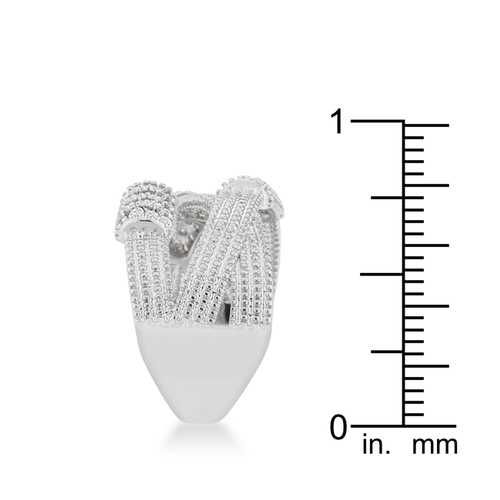 0.36ct Peyton Cubic Zirconia Rhodium Plated Wide Cable Statement Ring for Women - Elegant Jewelry Gift for Anniversary, Party & Special Occasions