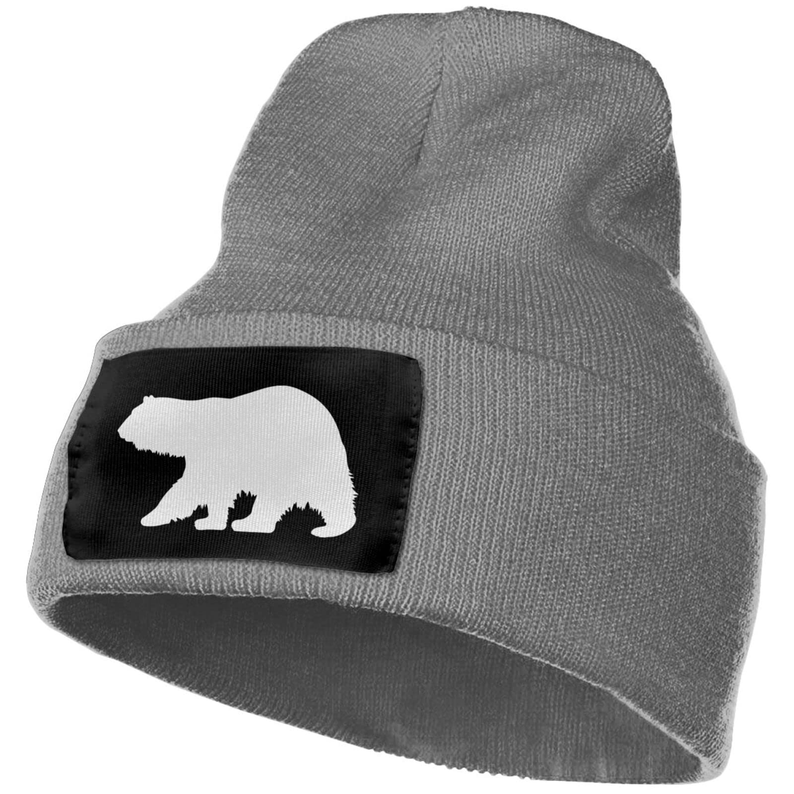 Arctic Bears Silhouette Winter Knit Hat for Men & Women - Unisex Warm Beanie with Cuff for Skiing, Snowboarding & Outdoor Activities | Black