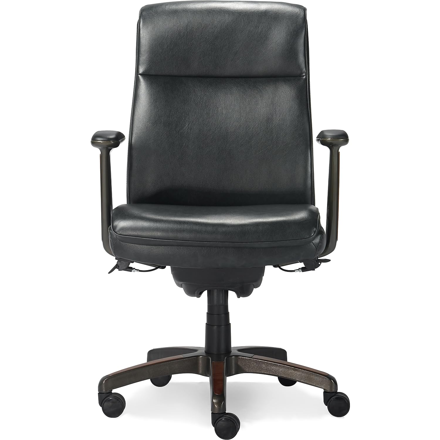 La-Z-Boy Dawson Modern Executive Office Chair - Adjustable High Back Ergonomic Computer Desk Chair with Lumbar Support - Black Bonded Leather with Wood Inlay - Perfect for Home Office, Gaming & Workspaces