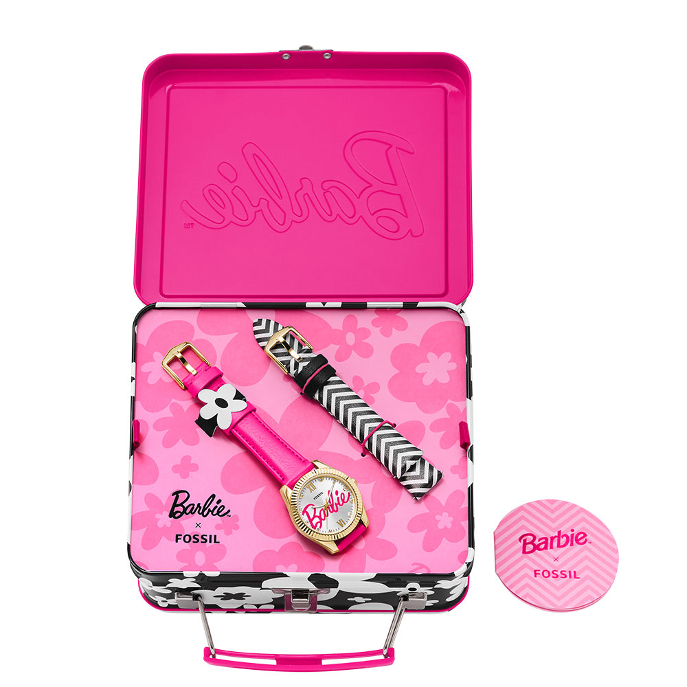 Fossil Barbie SE1109SET Watch - Stylish Pink Leather Band & Rose Gold Case for Women - Perfect for Casual Wear, Office & Special Occasions
