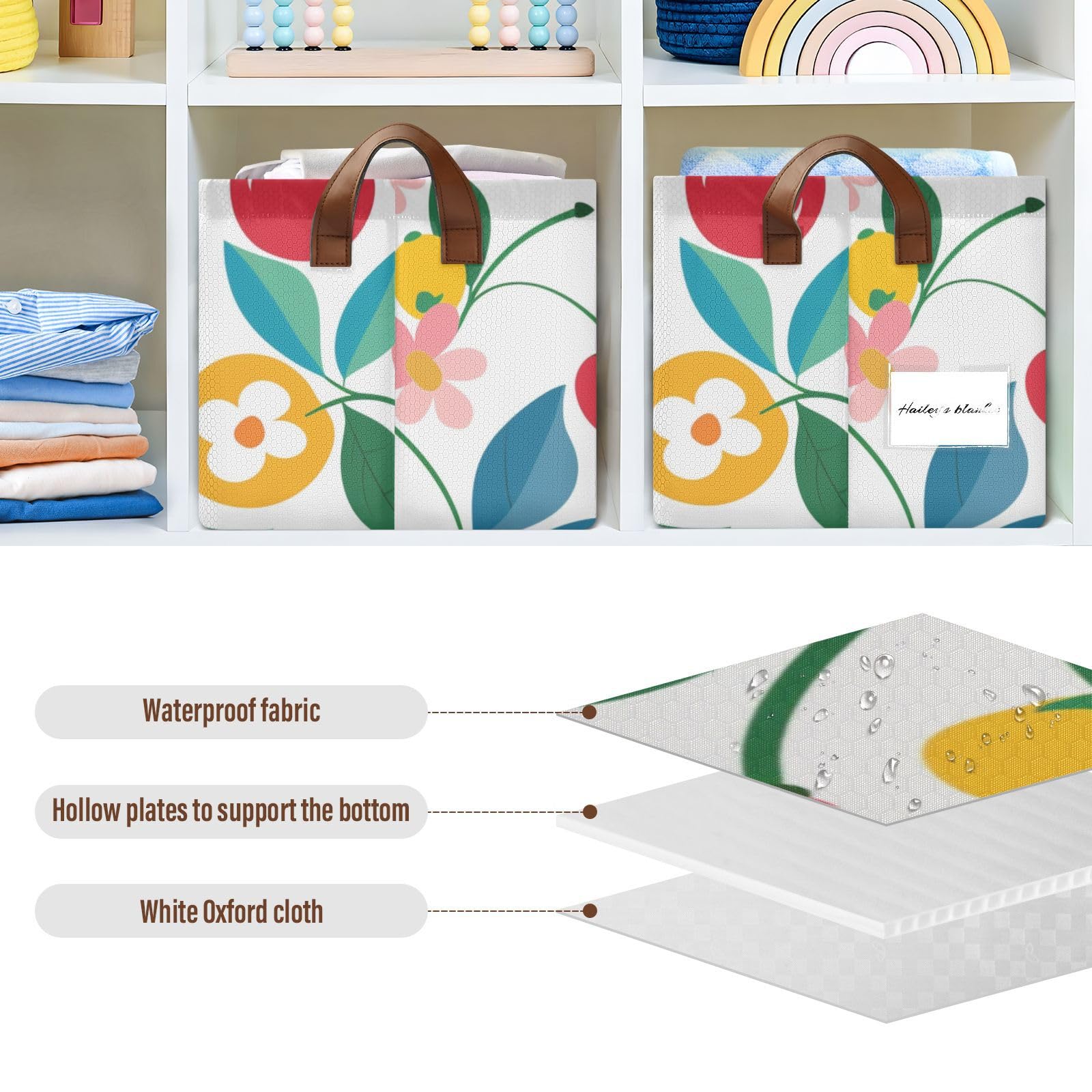 Cartoon Cherry Print Collapsible Fabric Storage Baskets - Large Decorative Closet Organizer Bins with Handles (2-Pack) - Perfect for Bedroom, Nursery & Bathroom Organization
