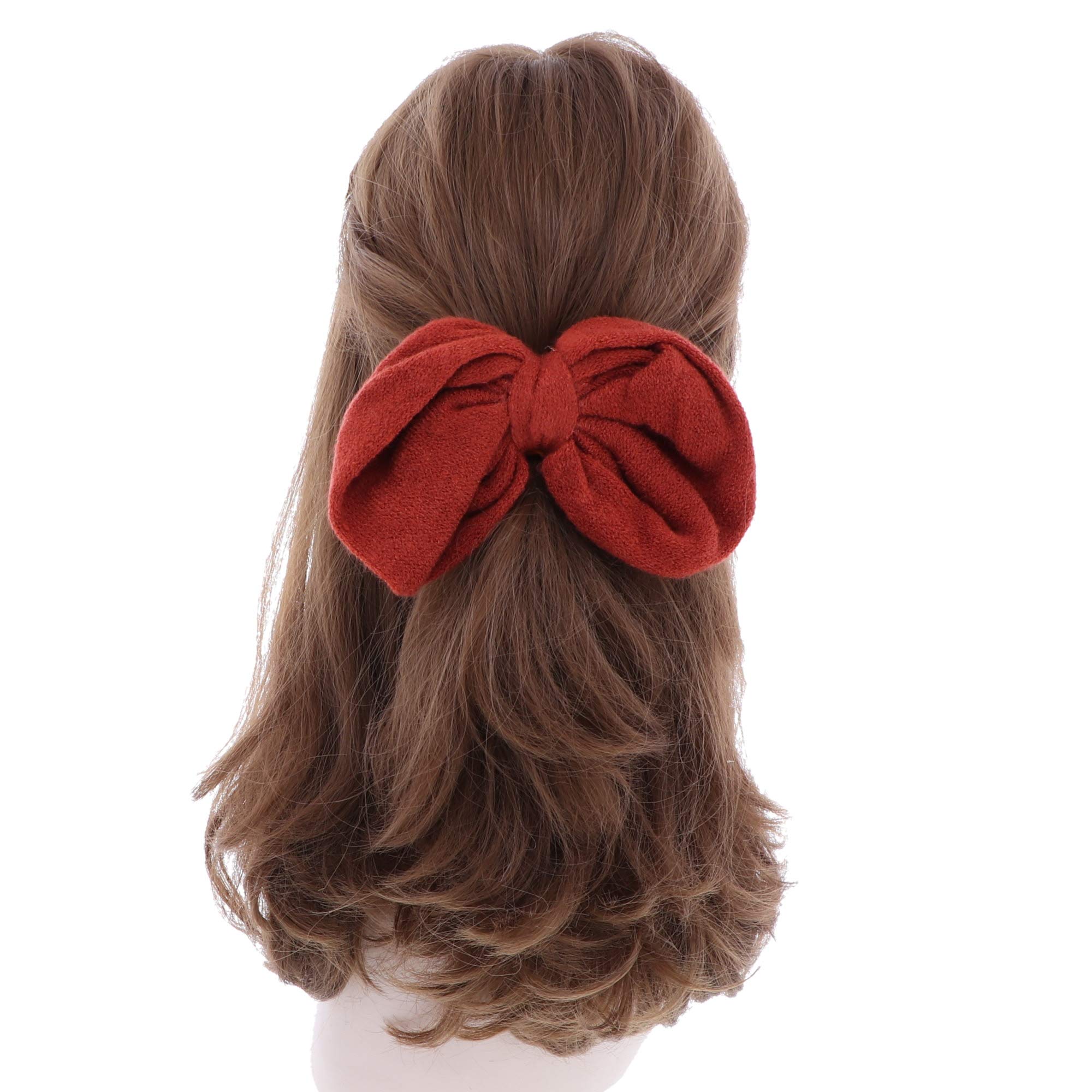 8 Inch Rust Knit Heather Bow for Women and Girls - Perfect for Hair Accessories, Gift Wrapping, and Craft Projects