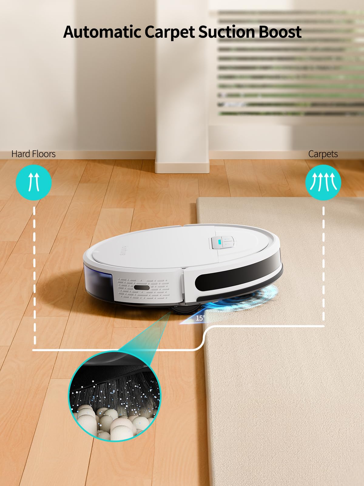 HONITURE G20 Robot Vacuum and Mop Combo with 4000Pa Strong Suction - Self-Charging, 150Min Runtime, App/Remote/Voice Control, Ultra-Slim Design - Perfect for Pet Hair, Hard Floors & Carpets - Smart Cleaning for Homes with Pets & Allergies