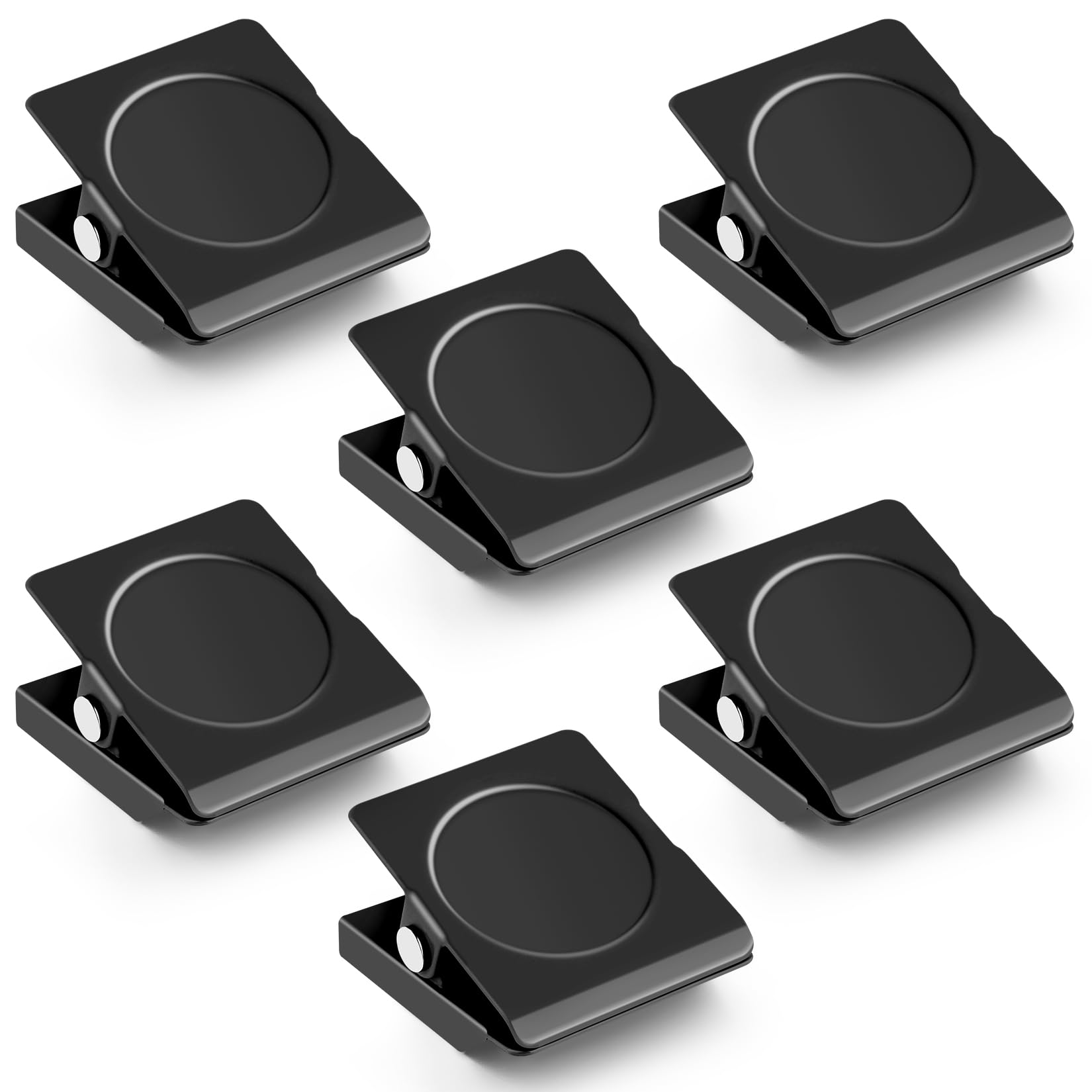 Grtard 6 Pack Heavy Duty Magnetic Clips - Strong Fridge Magnets for Whiteboard, Refrigerator, Office & School Use - Perfect for Organizing Notes, Photos & Documents at Home or Workplace (Black)