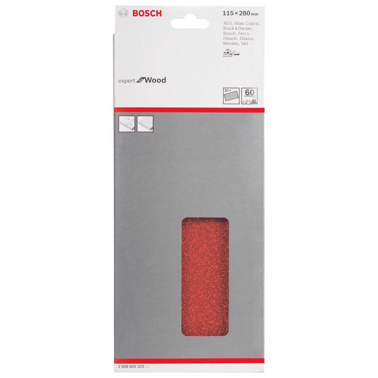 Bosch 2608605323 Sander Sheets for Wood - 10 Pack Unpunched Clamped Sandpaper, 115mm x 280mm P60 Grit Blue - Ideal for Woodworking & DIY Projects