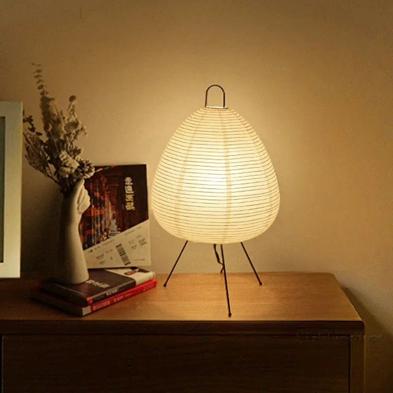 Handmade Alya Rice Paper Table Lamp - Natural Bamboo Frame, Soft Ambient Lighting for Bedroom, Living Room, or Office Decor