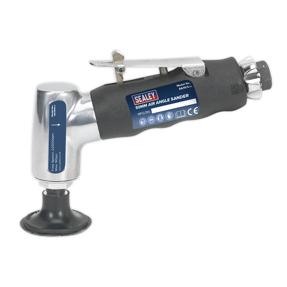 Sealey SA19/S 50mm Air Angle Sander - Professional Pneumatic Grinding Tool for Metal, Wood & Auto Body Work | Perfect for DIY Projects, Metal Polishing & Automotive Repair