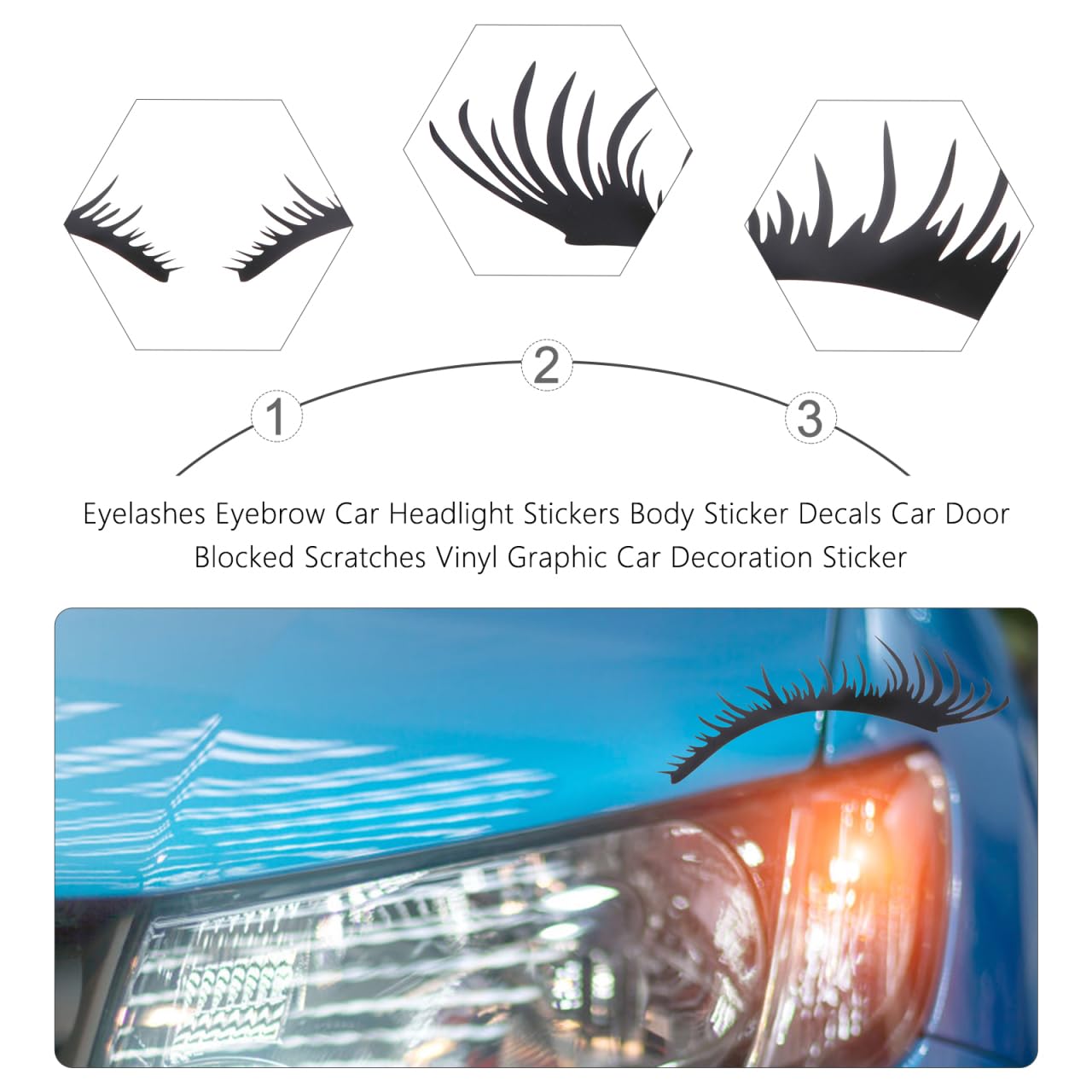 SEWACC 2 Pairs Car Headlight Eyelashes Stickers - Auto Fake Eyelash Decals for Car Body Decoration & Eyebrow Styling - Perfect for Car Shows, Themed Parties & Custom Vehicle Styling