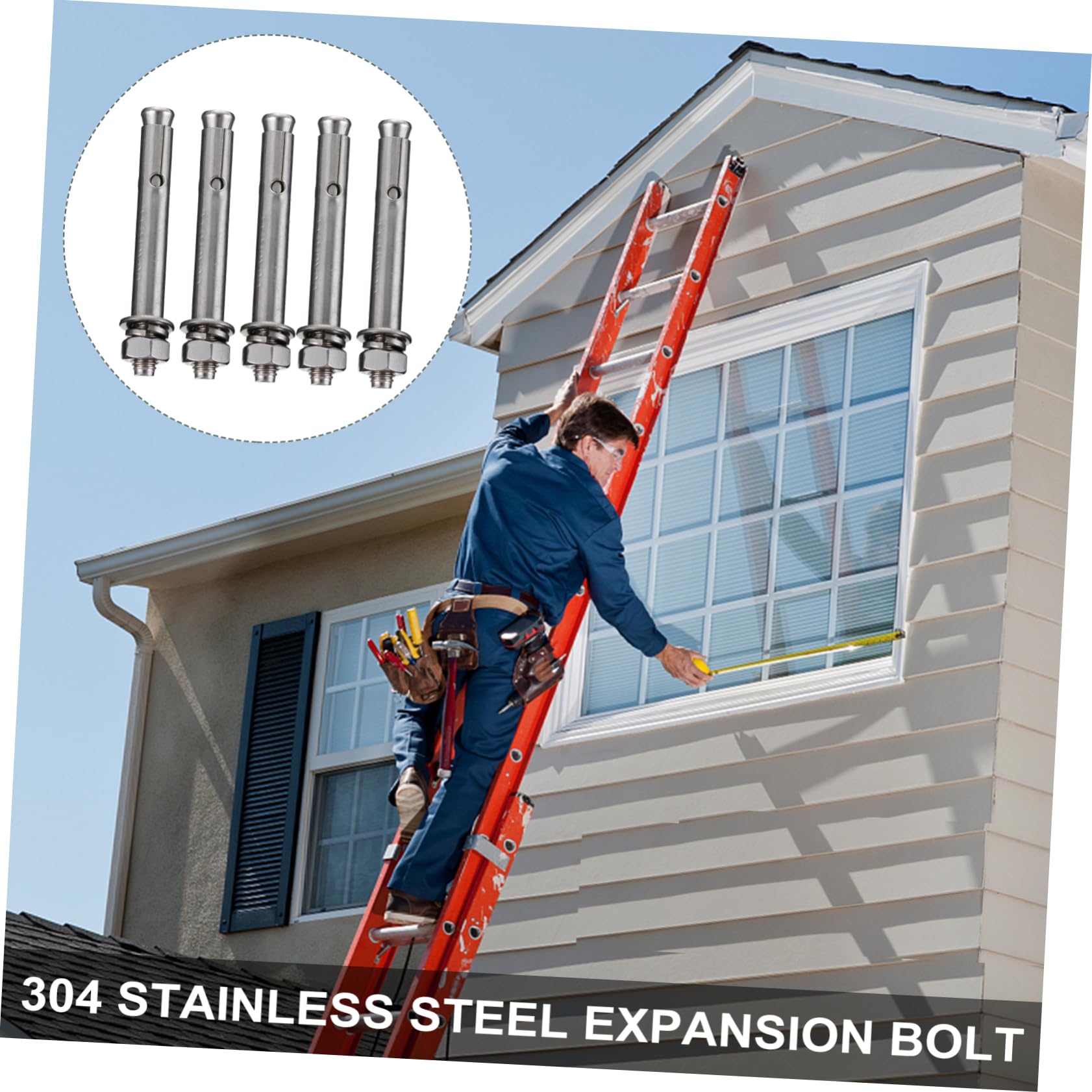 Stainless Steel Expansion Bolts 10pcs - Concrete Anchor Kit for Home & Construction