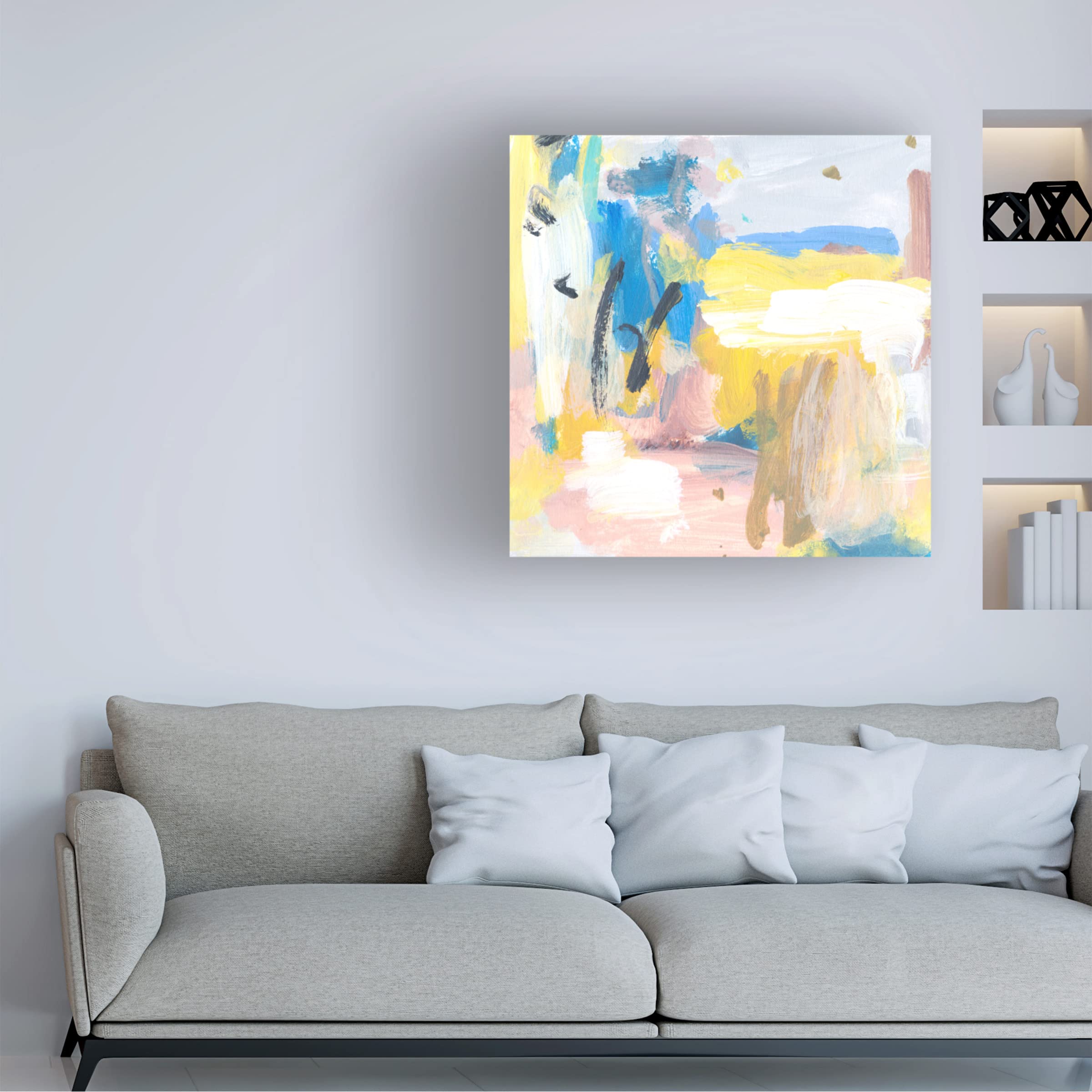 Trademark Fine Art 'Yellow Sky I' Canvas Wall Art by Melissa Wang - Modern Abstract Painting for Living Room, Bedroom & Office Decor