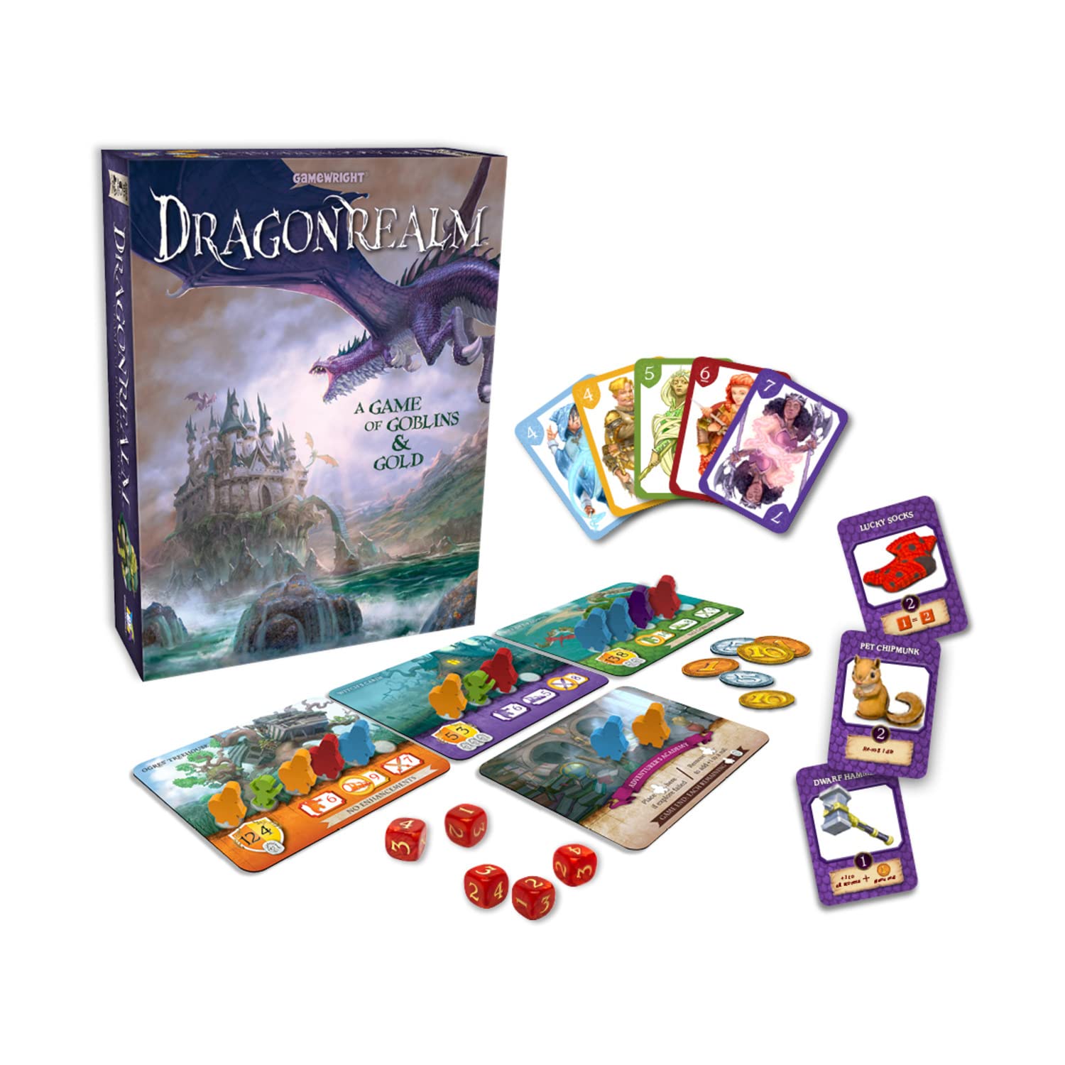 Dragonrealm Strategy Card & Dice Game - Adventure Board Game with Goblins & Gold for Family Game Night | Fantasy RPG Game for Kids & Adults