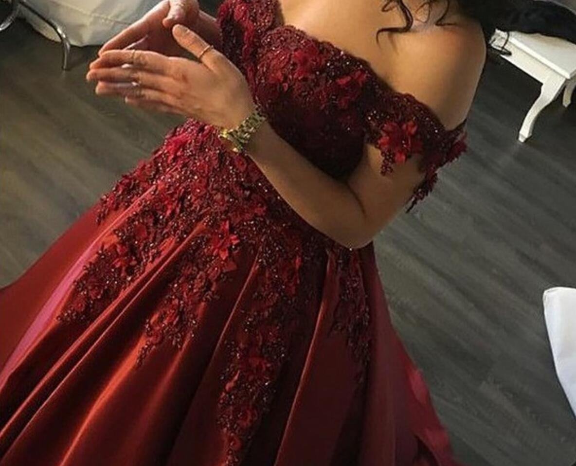 Lemai Long Off The Shoulder Floral Beaded Lace Appliques Prom Evening Dresses - Elegant Formal Gown for Homecoming, Wedding & Special Occasions